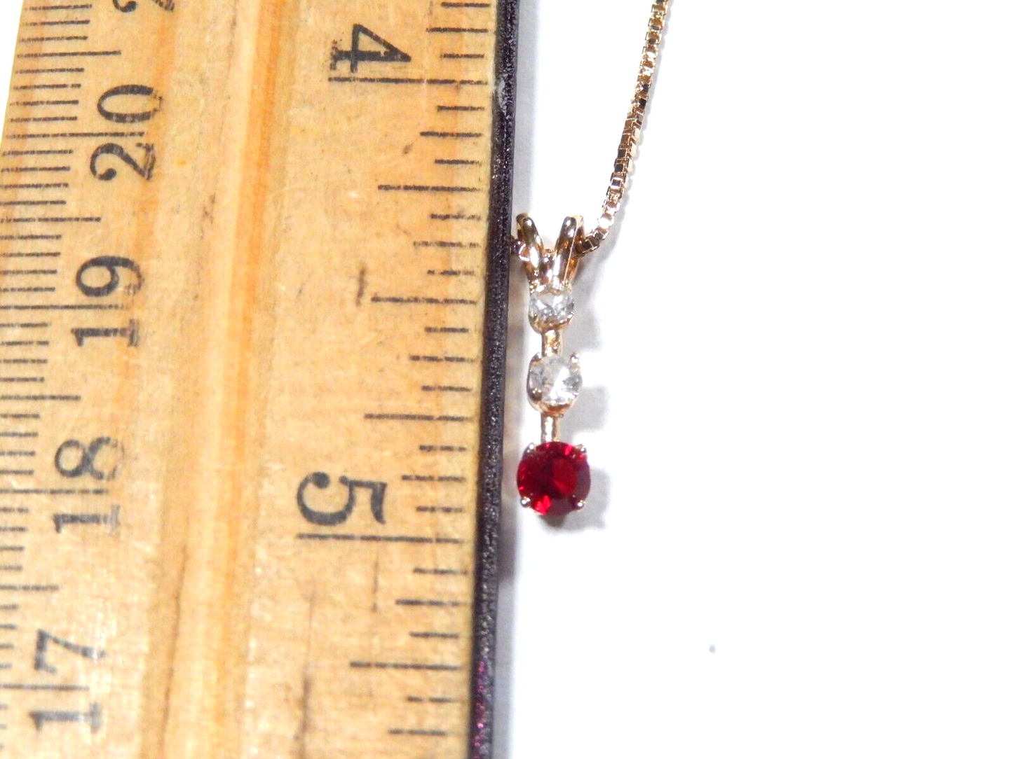Gold Vermeil 925  Ruby  CZ PastPresentFuture Pendant w18 Vermeil Chain
