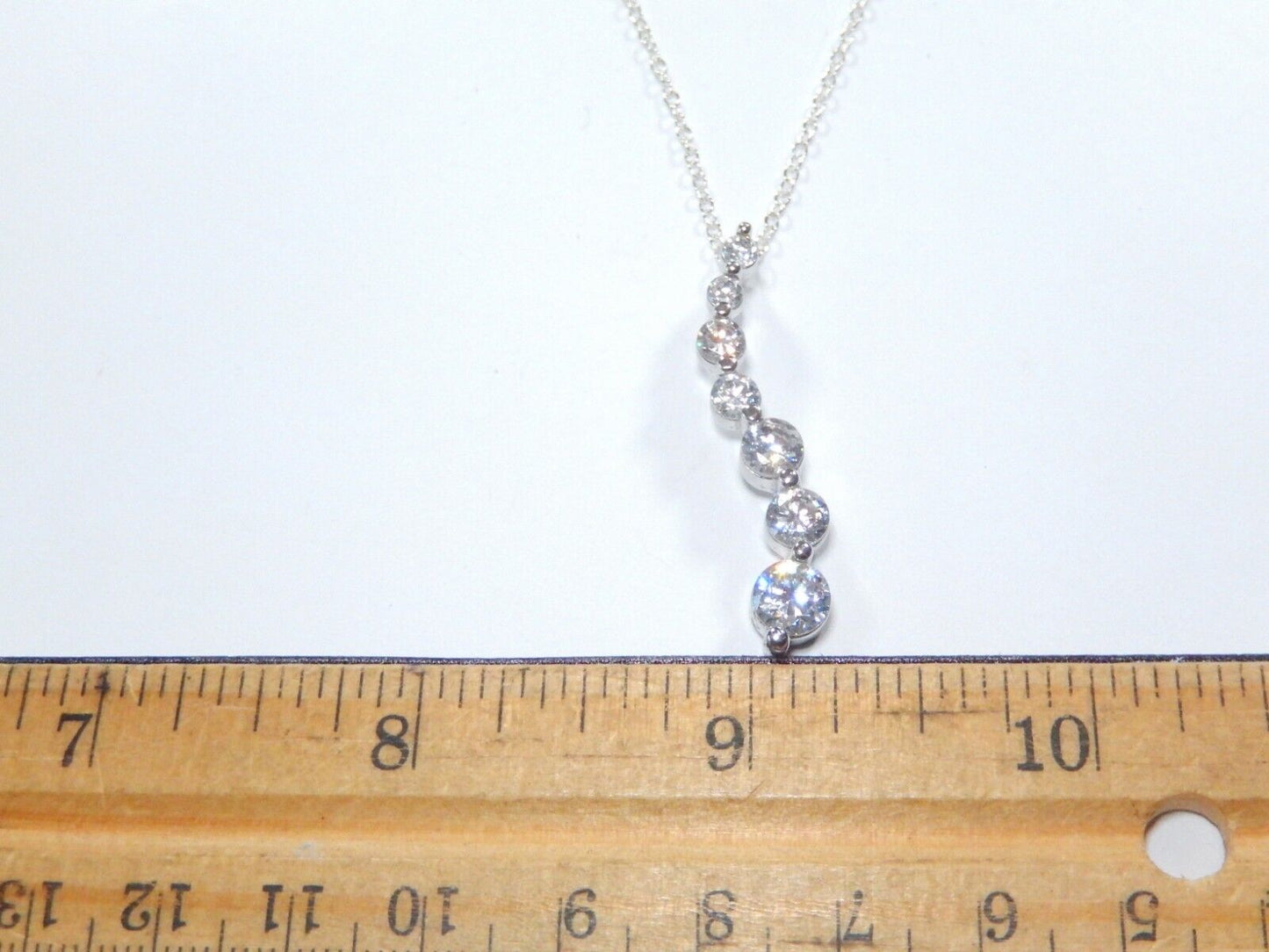 Sterling Silver Journey 2.50 CT Graduated 7 CZ Pendant  w/18" Sterling Chain