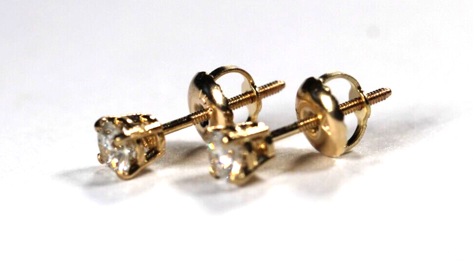 New!! Solid 14KYellow Gold .31 CT TW Natural Diamond VS-2 / I-J Stud Earrings