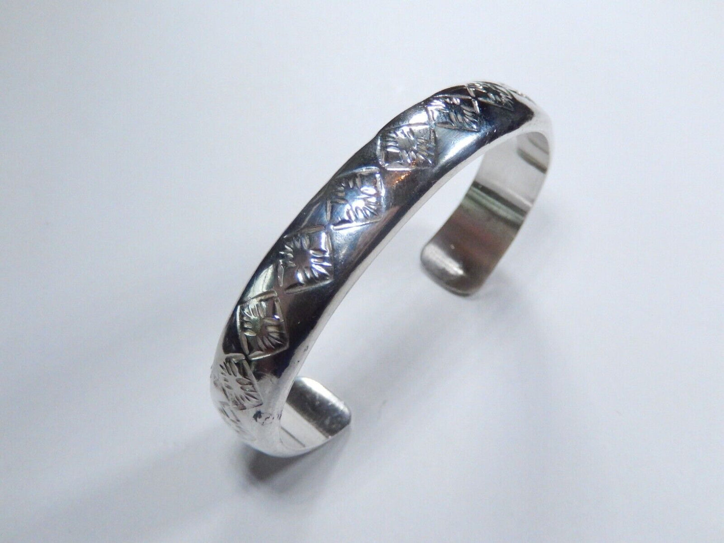 Vtg Native American Navajo Sterling Silver Cuff Bracelet Signed KS Kirk Smith