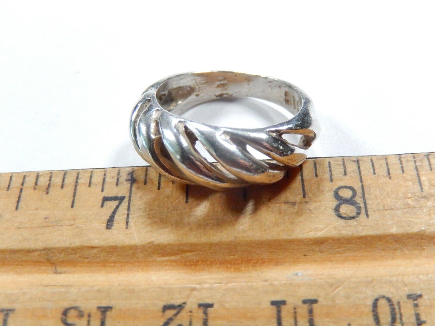 *VINTAGE* Sterling Silver 7.5mm Wide Shrimp Ring Size 6