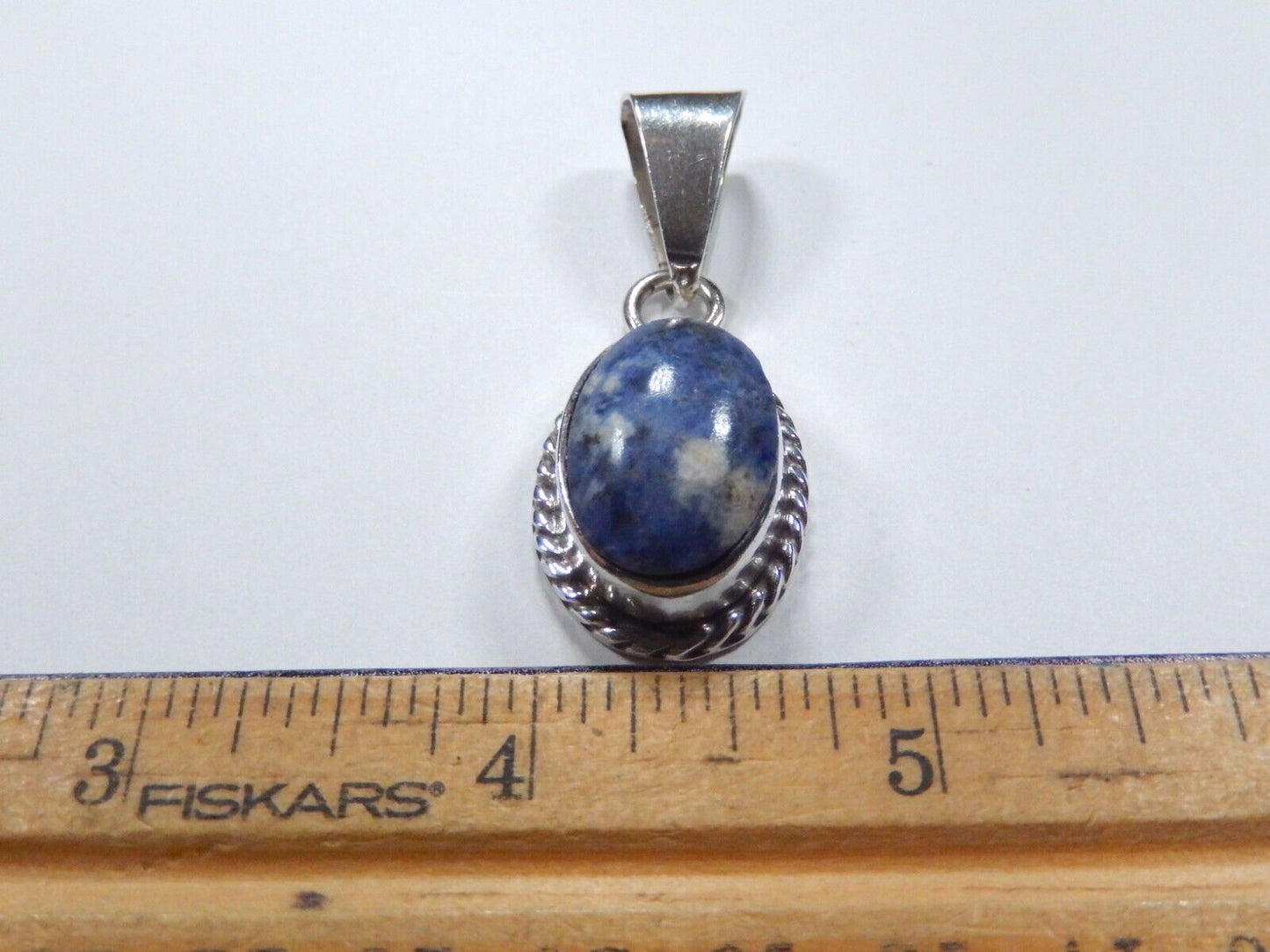 VINTAGE - Large Sterling Silver Lapis Pendant with Large Bale