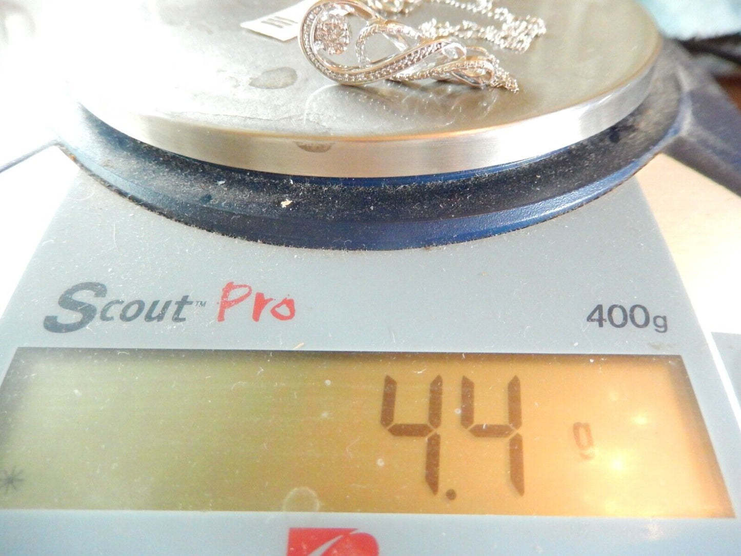 *VINTAGE* Sterling Silver  Diamond Double Infinity Pendant w/ 18" Sterling Chain