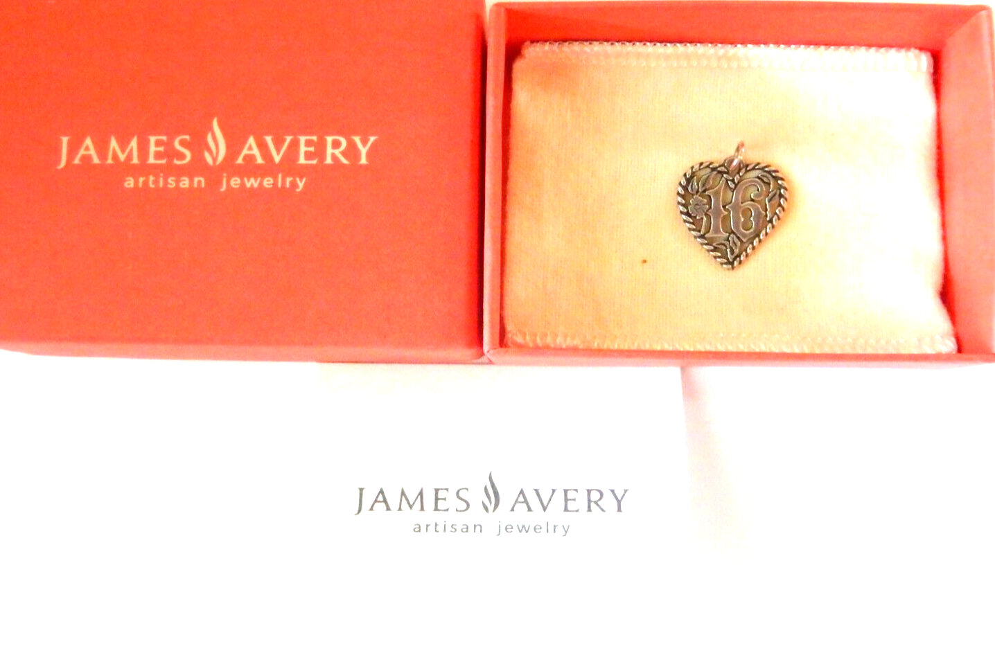 James Avery Retired Sweet 16 Heart Charm Sterling Silver