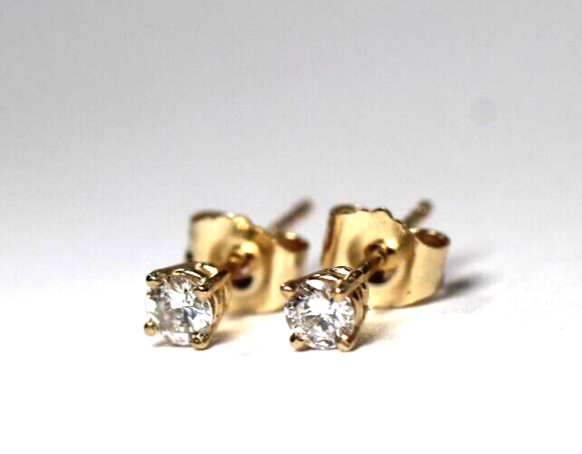 *New!! Solid 14K Yellow Gold .23 CT TW Natural Diamond VS-1 / G-H Stud Earrings