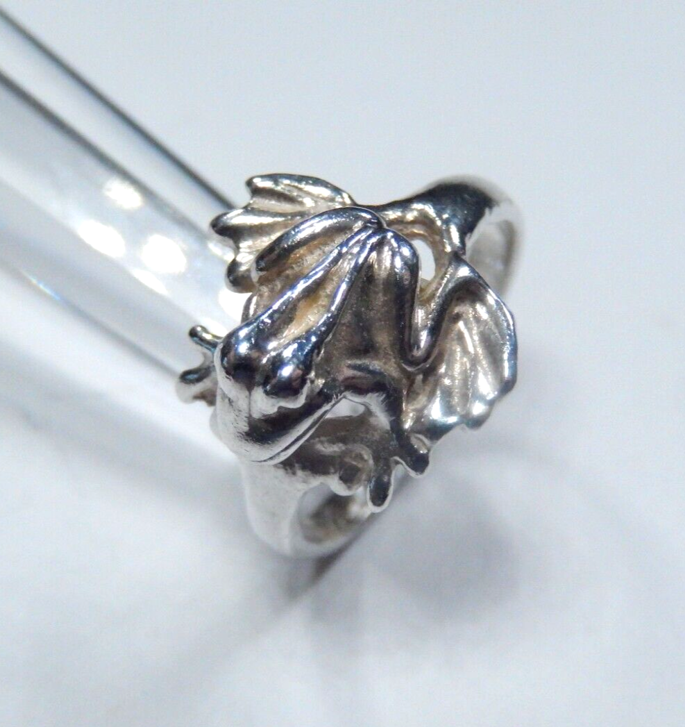 925 Sterling Silver Vintage Lucky Frog Ring Size 5.75