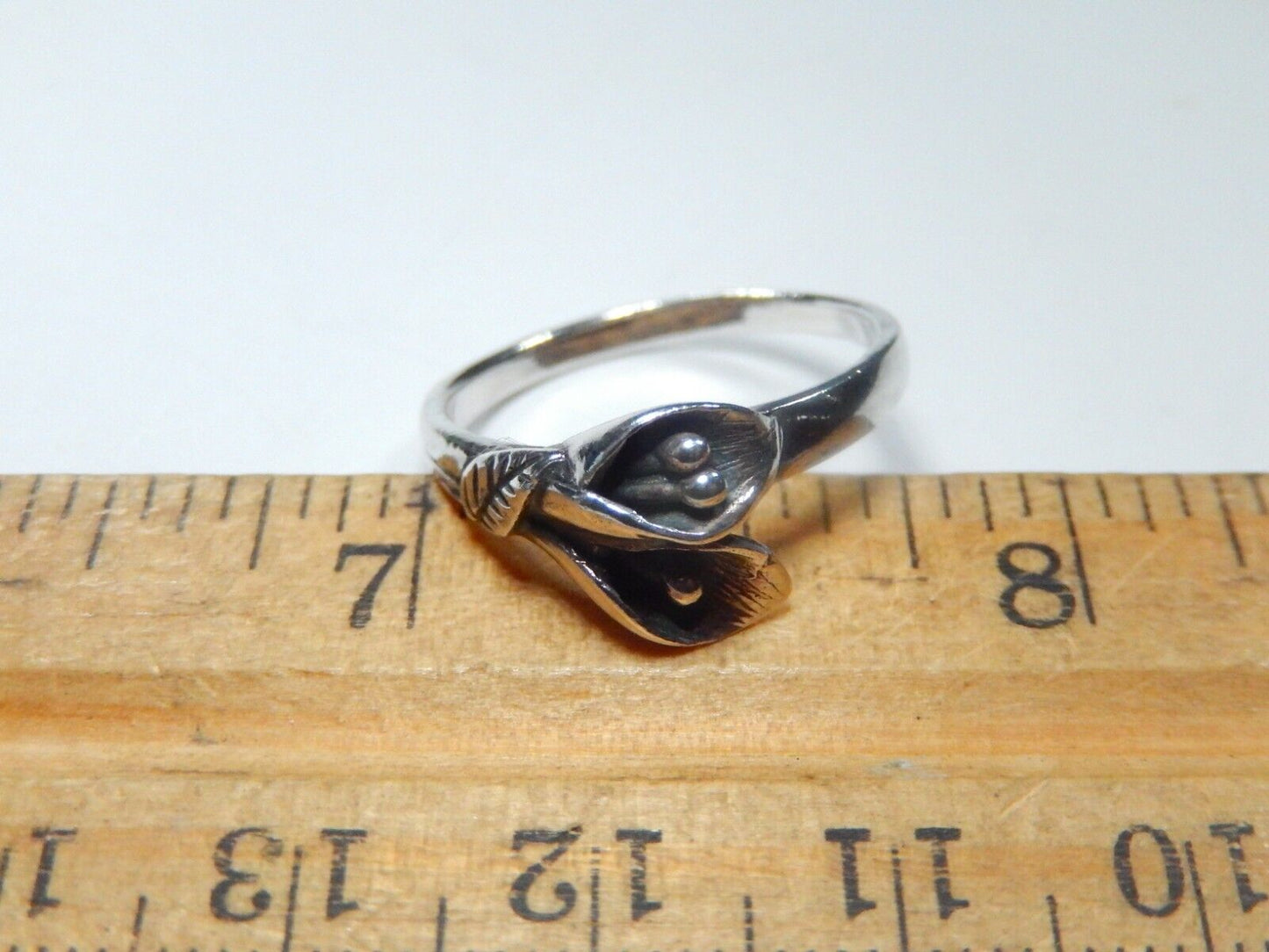 *VINTAGE* STERLING SILVER TULIP FLOWER RING SIZE 7.5