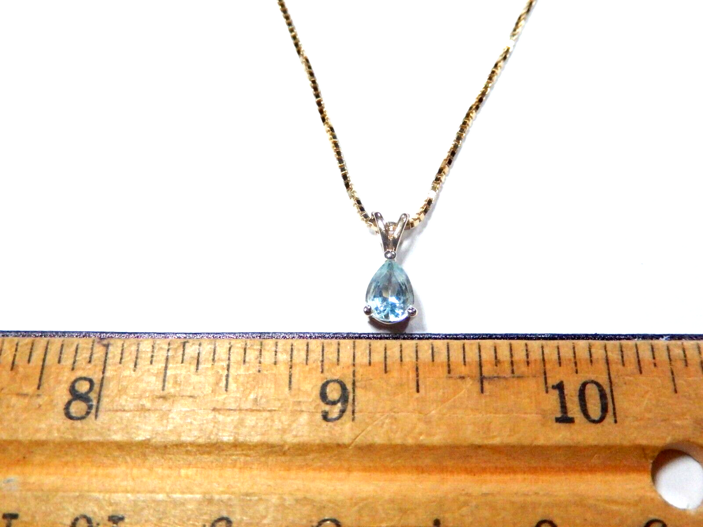 075Ct AQUAMARINE SOLITAIRE PENDANT NECKLACE 14K SOLID YELLOW GOLD w18 Chain