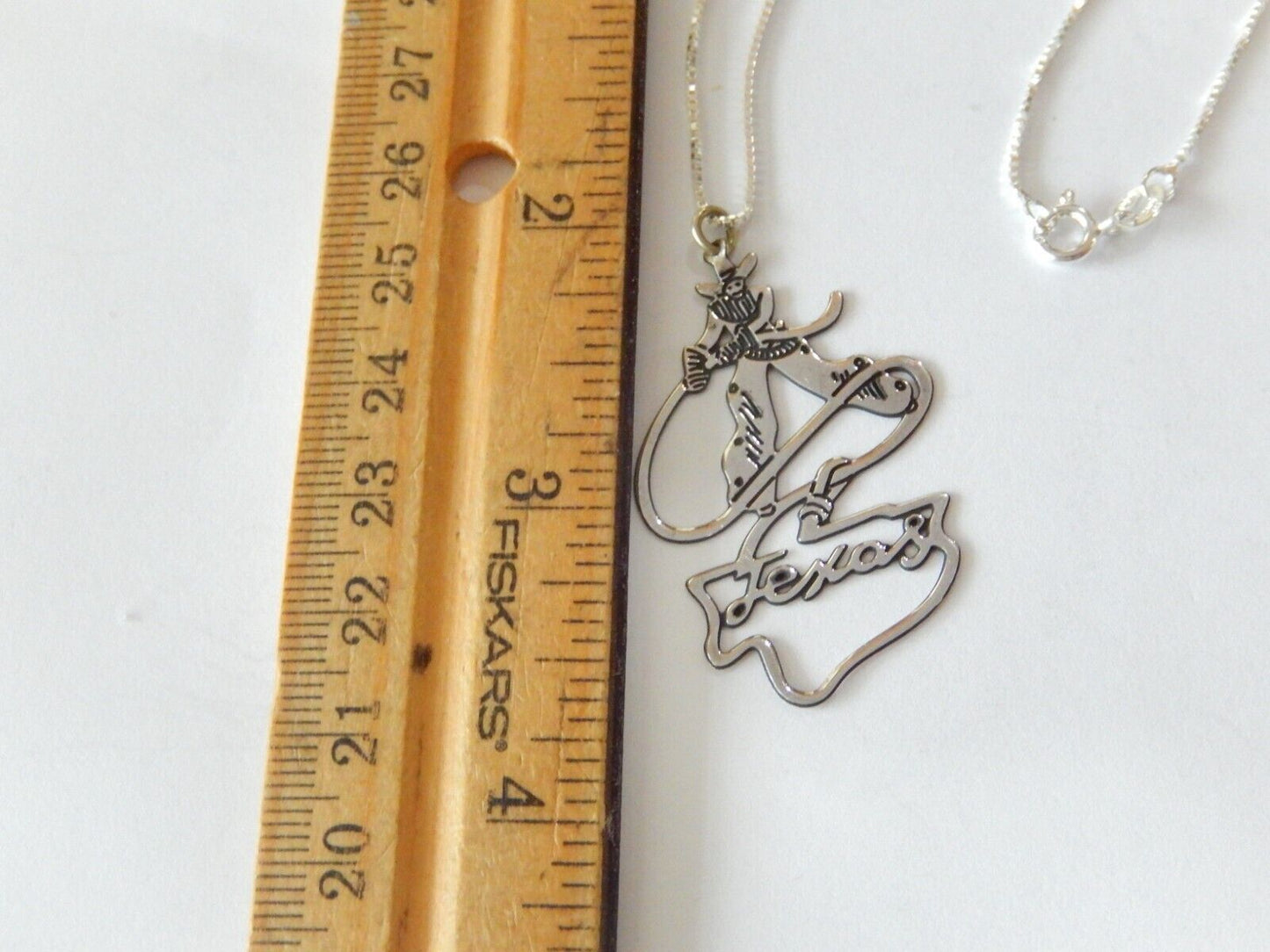 925 Sterling Silver Texas State Cowboy Pendant with 18 Sterling Box Chain
