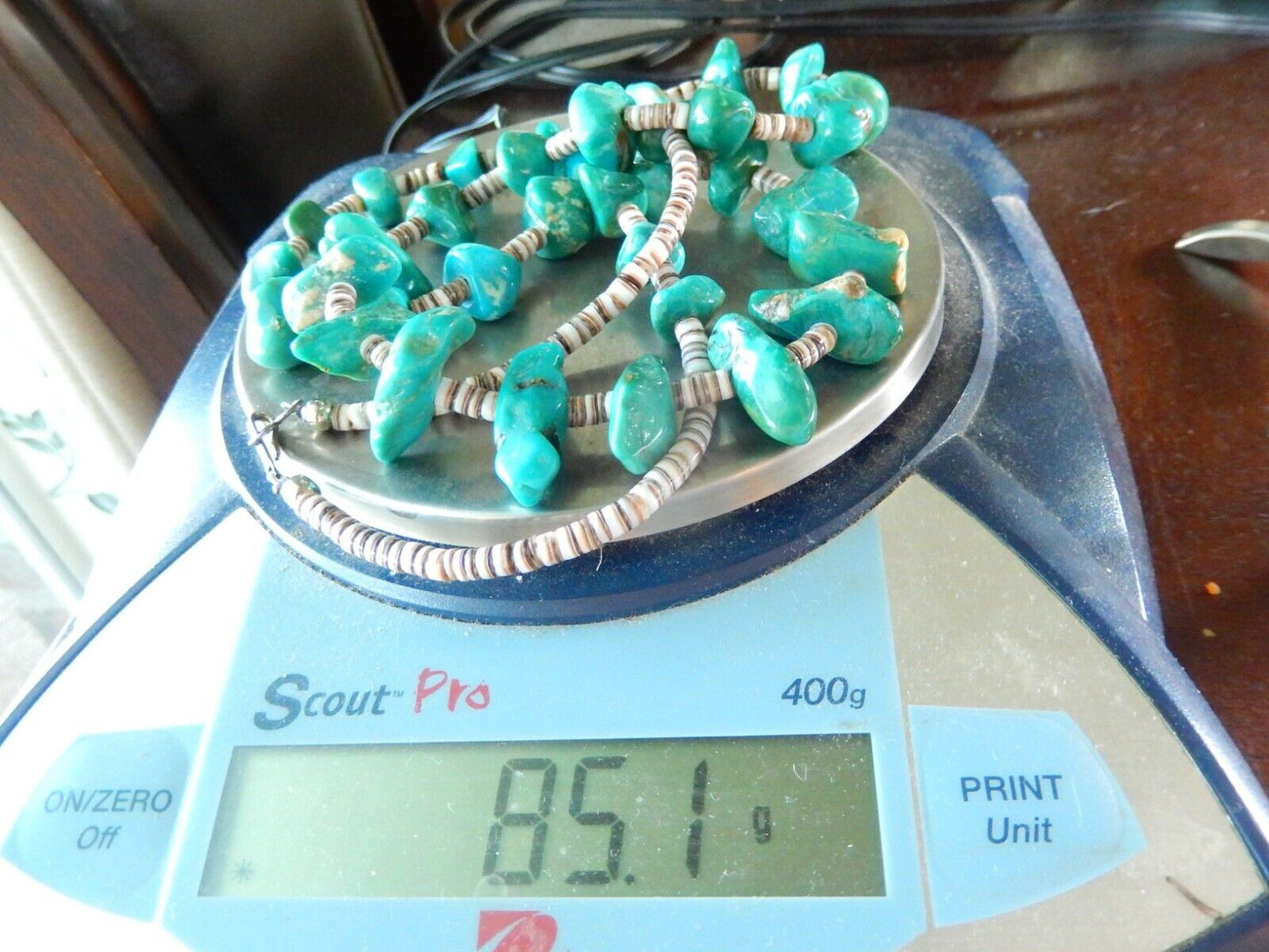 *VINTAGE*  Native American Turquoise Heishi Necklace 85 Grams - 30" Length