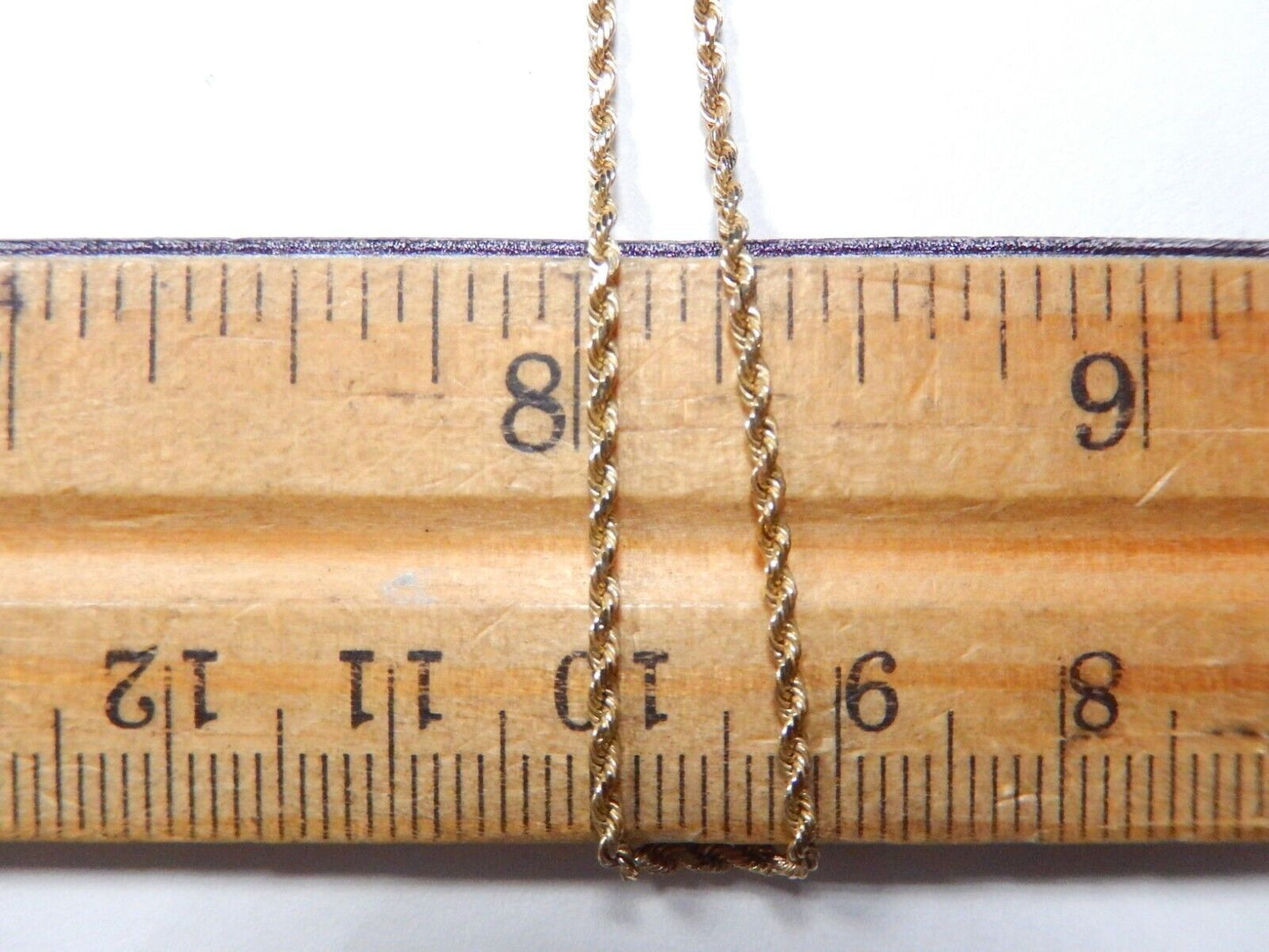 14k Solid Yellow Gold Rope Chain Necklace 1.5mm Men Women Size 18 inch