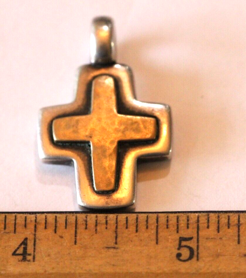 Retired James Avery Bronze and Sterling Silver Cross Pendant