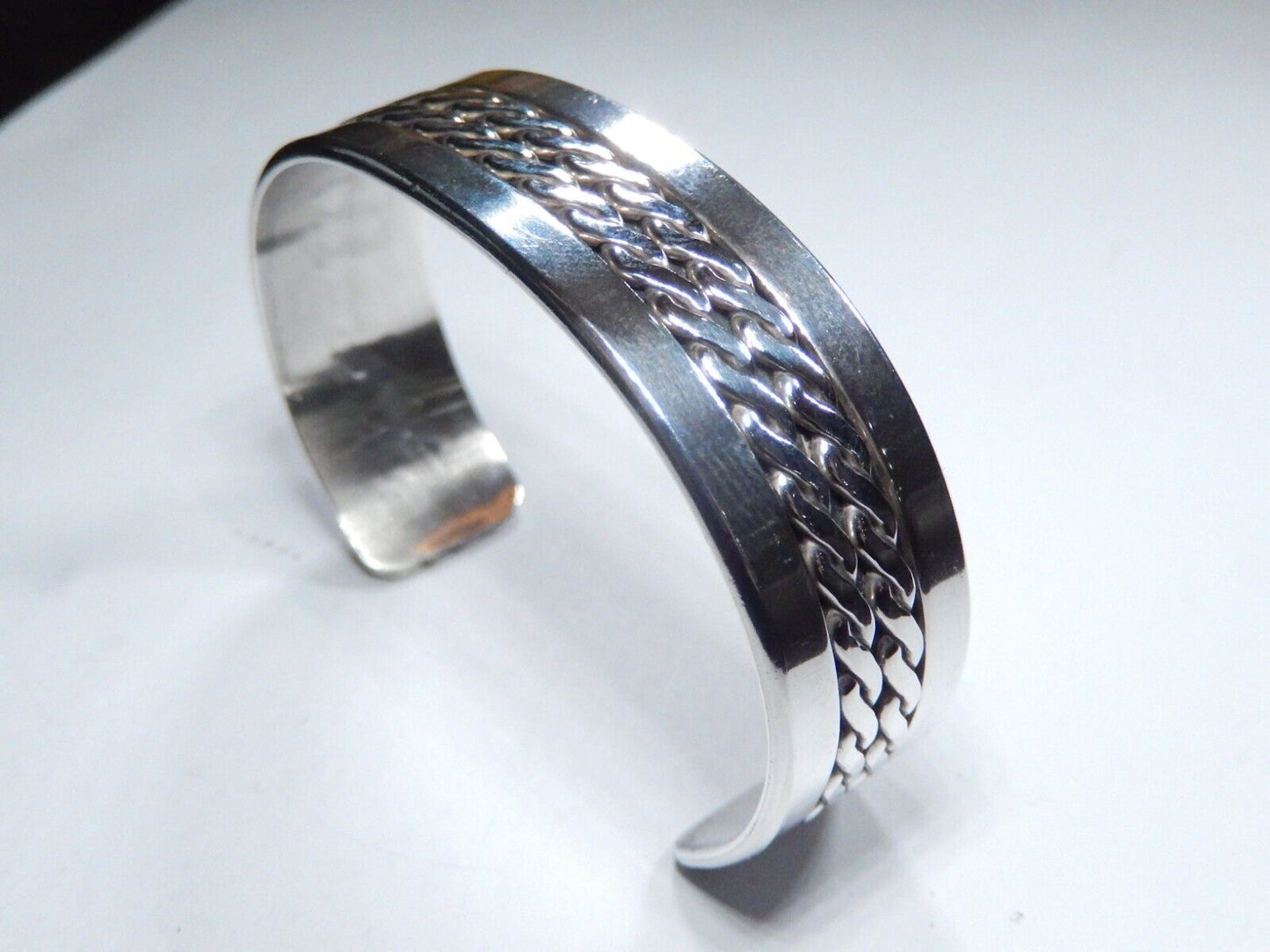 Ron Y Yazzie Sterling Silver Navajo Cuff Bracelet Native American 35.9 grams