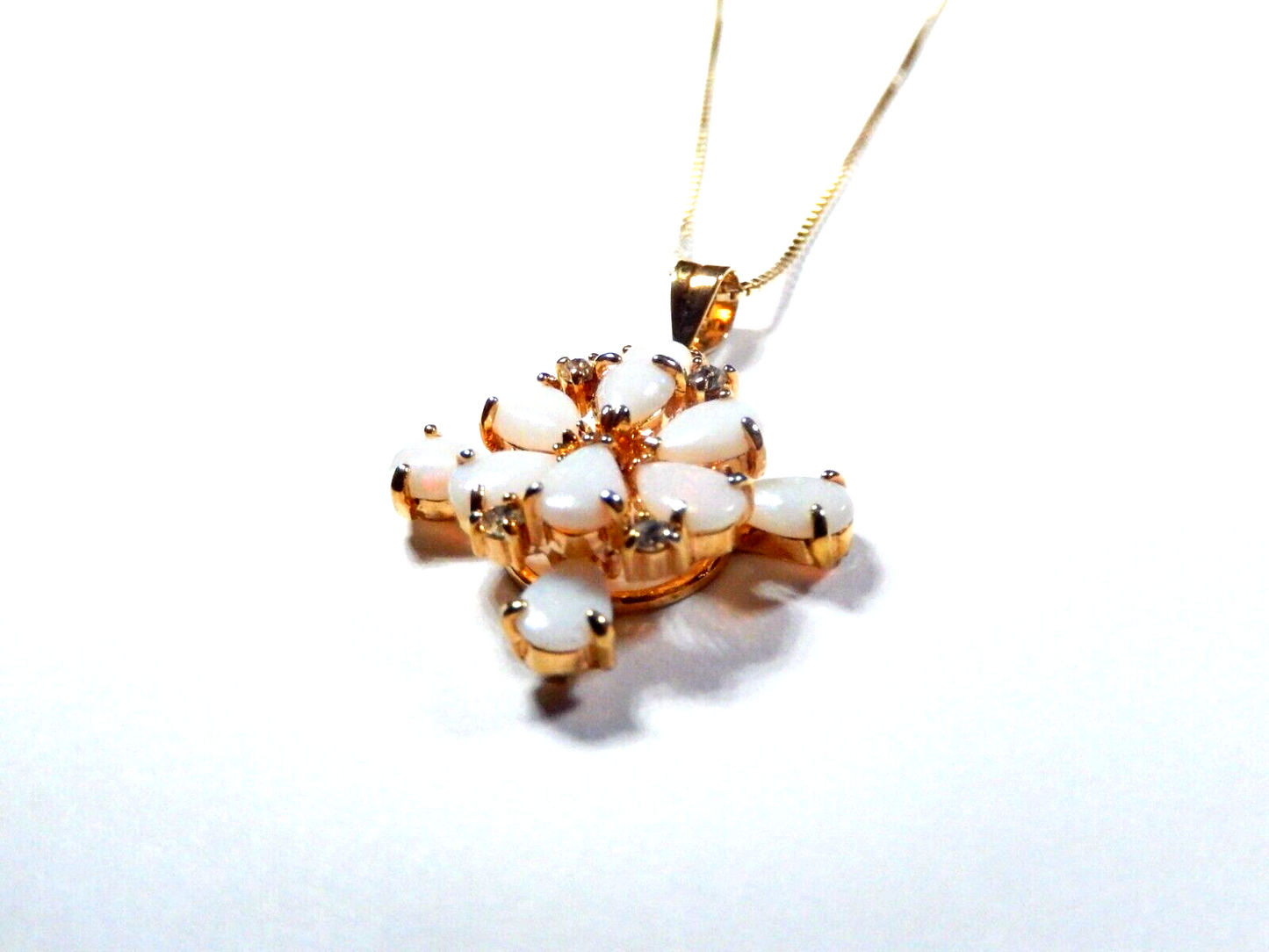 VINTAGE GOLD VERMEIL OPAL  CZ CROSS PENDANT with 18 Vermeil Chain