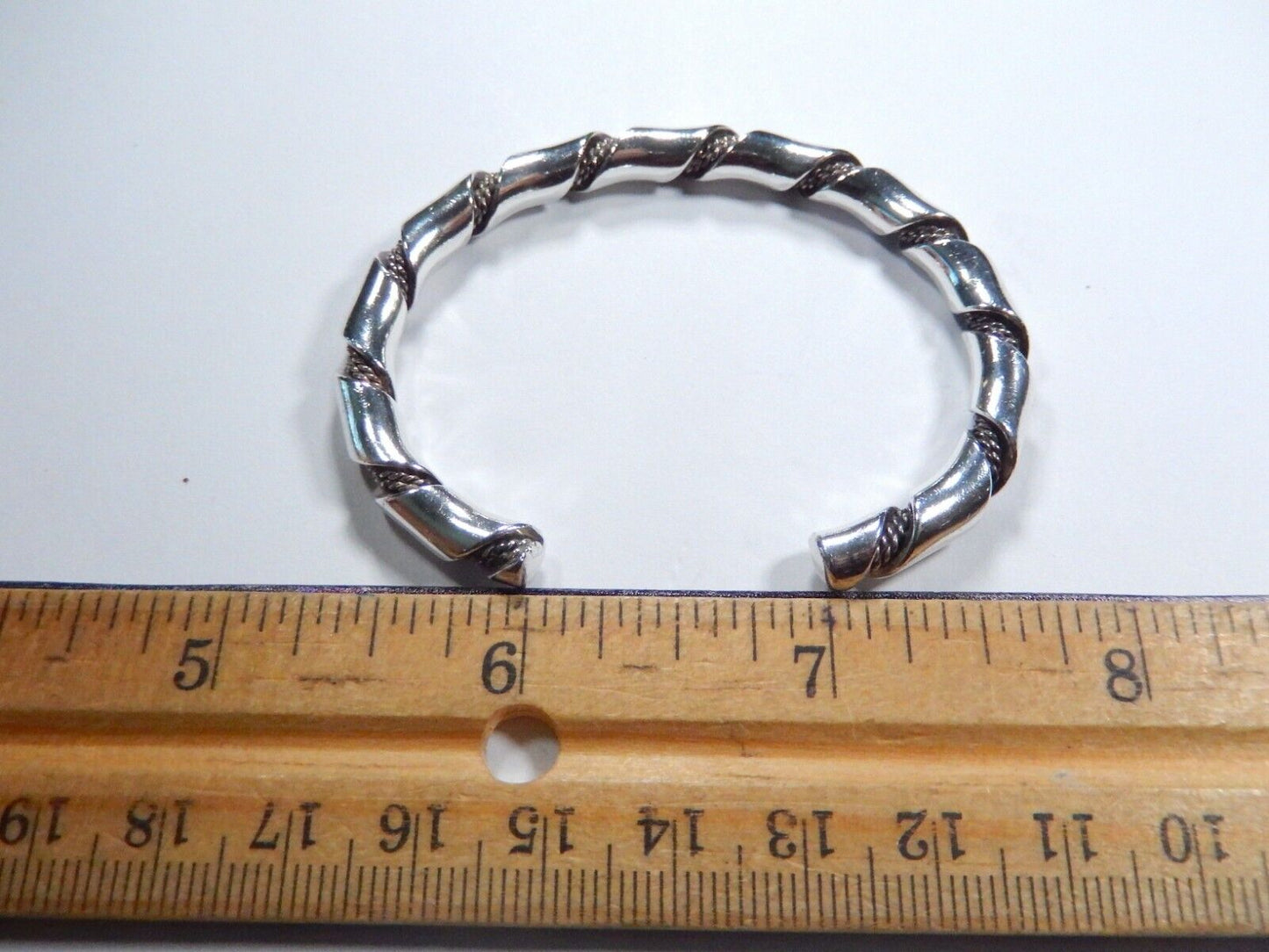 Vintage Handmade Sterling Silver 925 Twisted Round Bangle Bracelet 291 grams