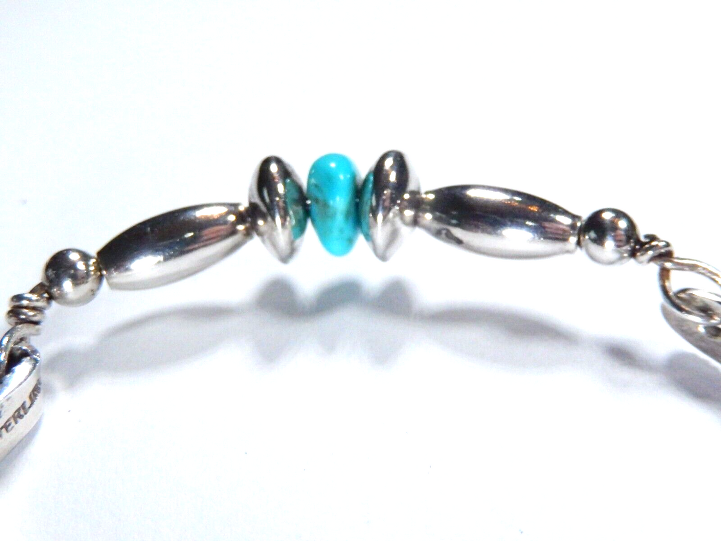 VINTAGE - Sterling Silver Southwest Small Wrist / Child Bracelet Turquoise 7.1gm