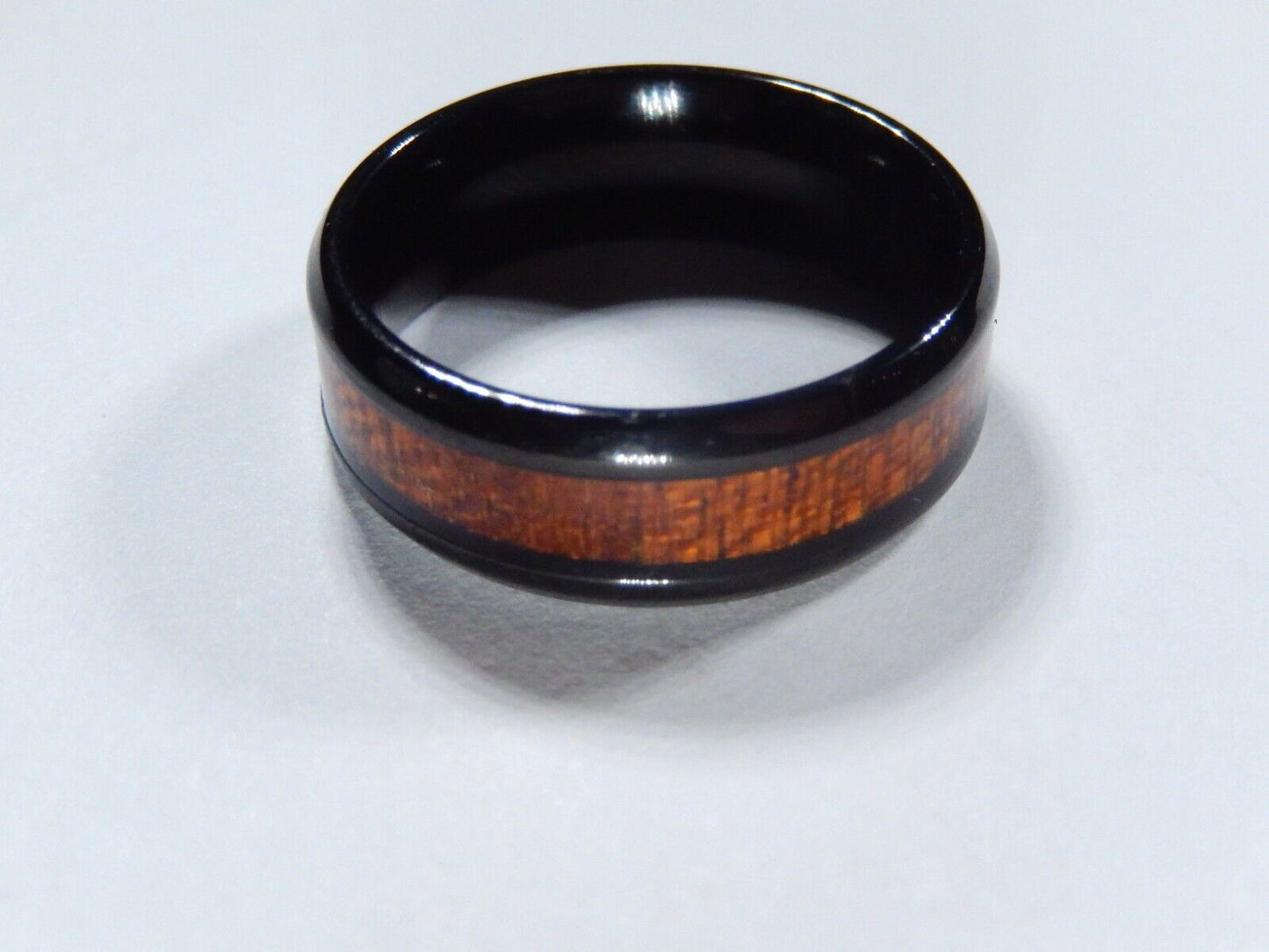 8mm Black Tungsten carbide ring Koa Wood  Wedding Band Men Size 10