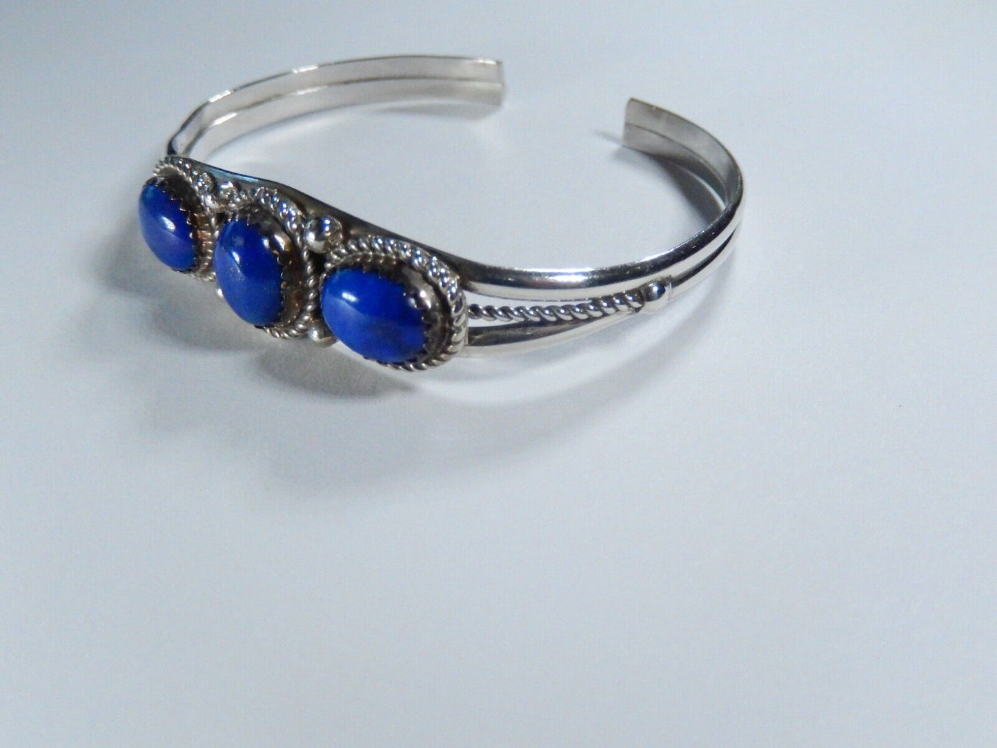 SOUTHWEST  Lapis Lazuli Gemstone Handmade Sterling Silver Bracelet Adjustable