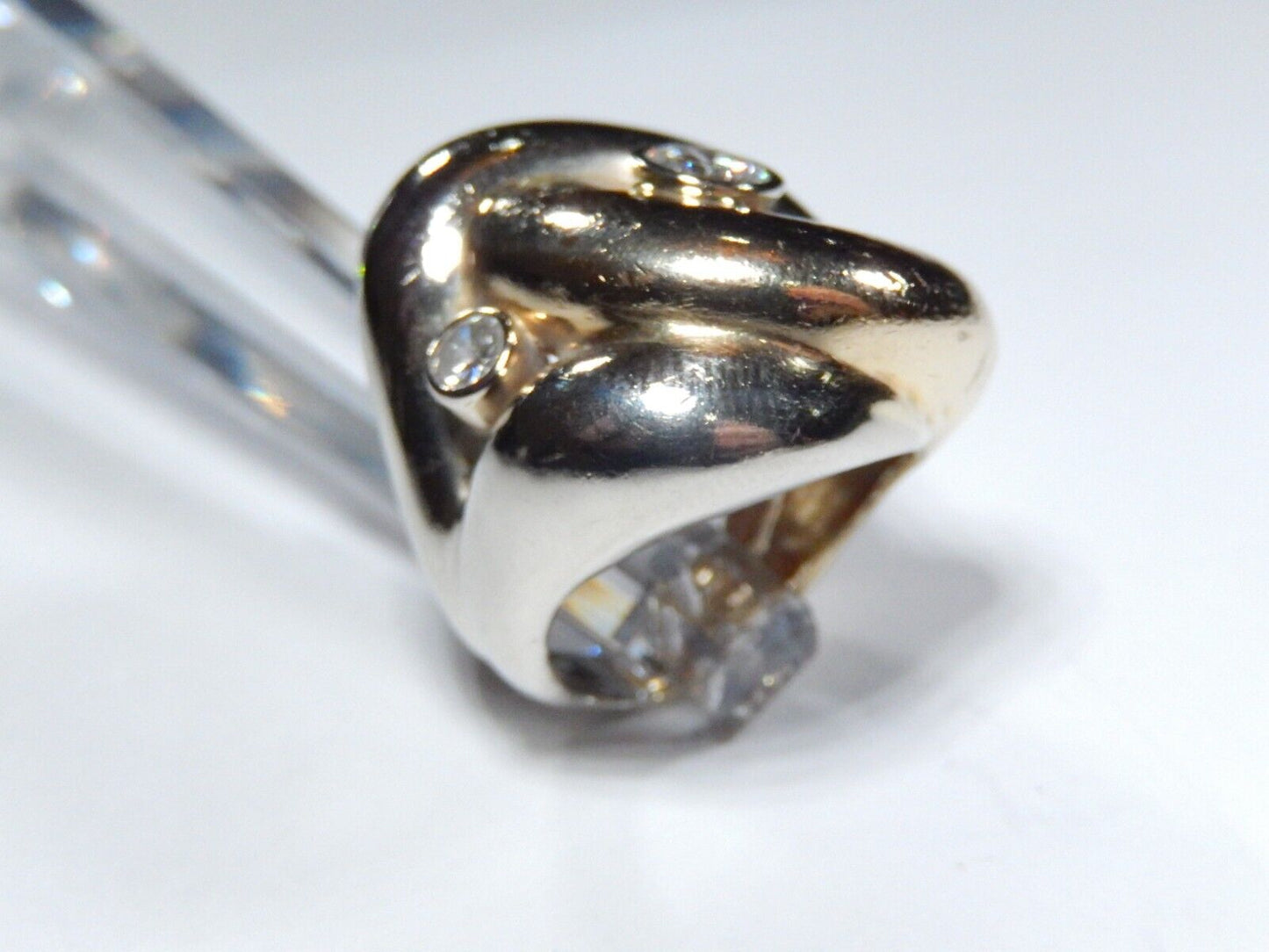 STUNNING STAMPED 14K TWO TONE  LADIES DIAMOND FREEFORM RING Size 625  151gms