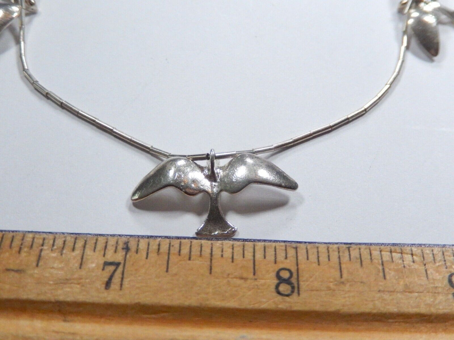 Native American 3 Bird Liquid Silver 17" Choker Necklace