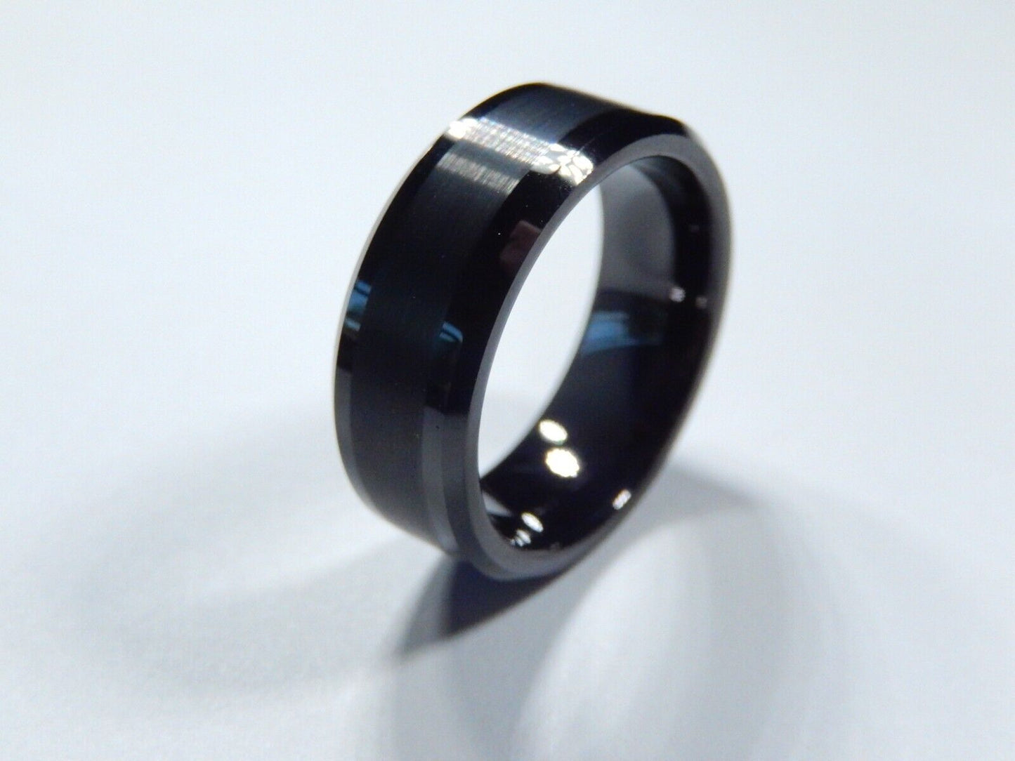 *NEW* 8mm Tungsten Carbide Black Brushed Comfort Fit Wedding Band Sz 8.5