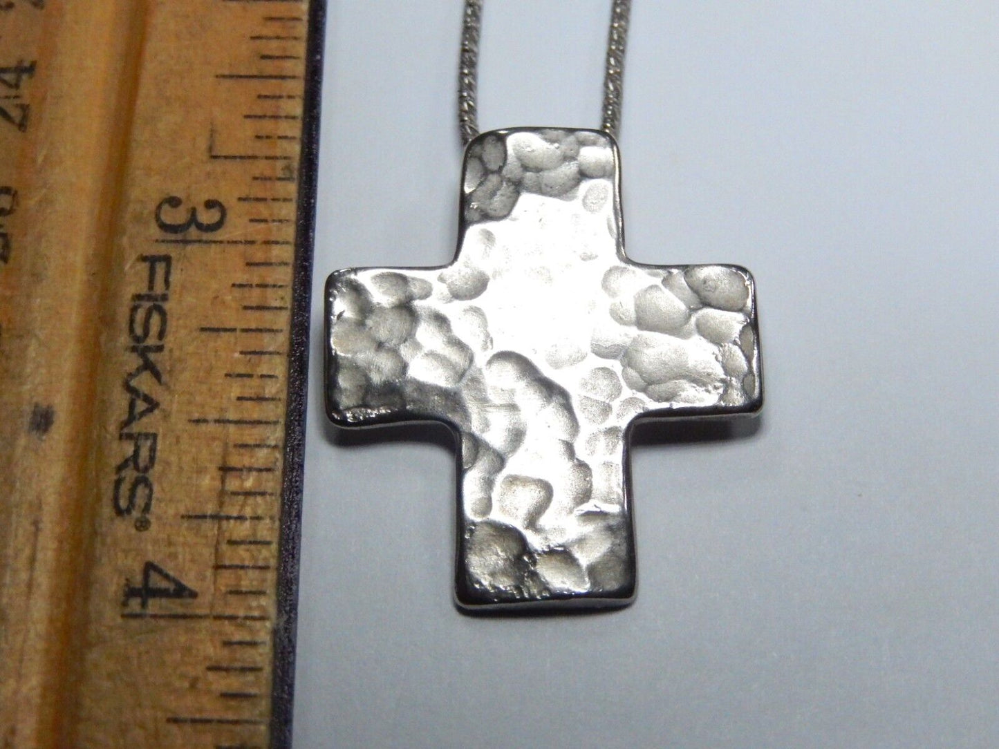 SILPADA  925 (1.25" X 1") HAMMERED CROSS PENDANT ON 18" SNAKE CHAIN NECKLACE