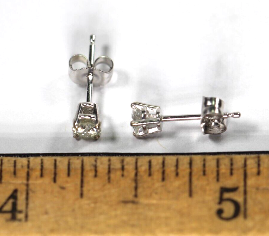 New!! Solid 14K White Gold .36 CT TW Natural Diamond SI-2 / K-L Stud Earrings