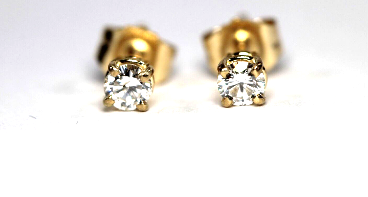 *New!! Solid 14K Yellow Gold .27 CT TW Natural Diamond VS-1 / J-K Stud Earrings