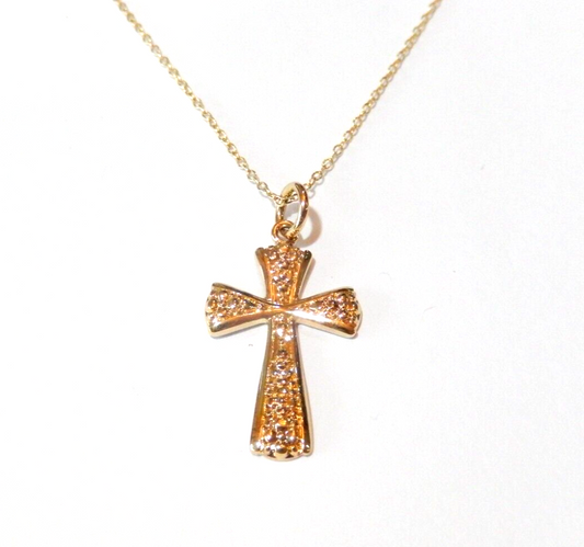 Gold Vermeil Cross Pendant Stamped 925 with 18 Gold Vermeil Chain
