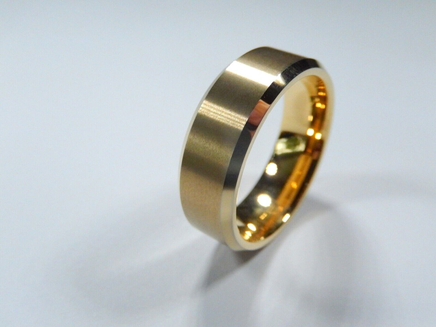 *NEW* Tungsten Gold Finish 8MM Men's / Womens Matte Beveled Wedding Band Sz- 14