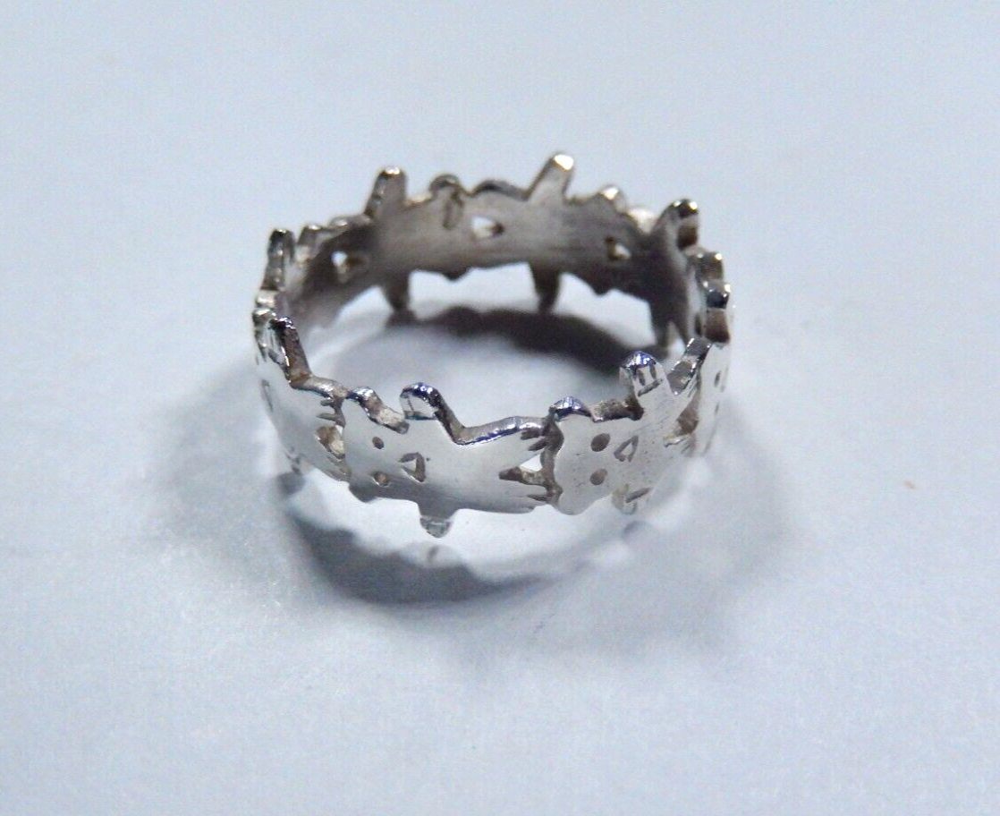 925 STERLING SILVER 7.5 mm WIDE TEDDY BEAR BAND RING SIZE 7.75