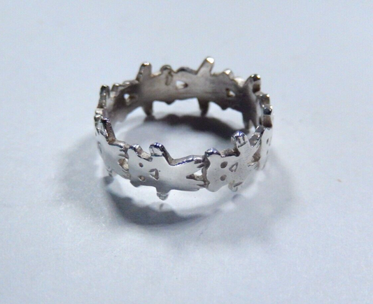 925 STERLING SILVER 7.5 mm WIDE TEDDY BEAR BAND RING SIZE 7.75