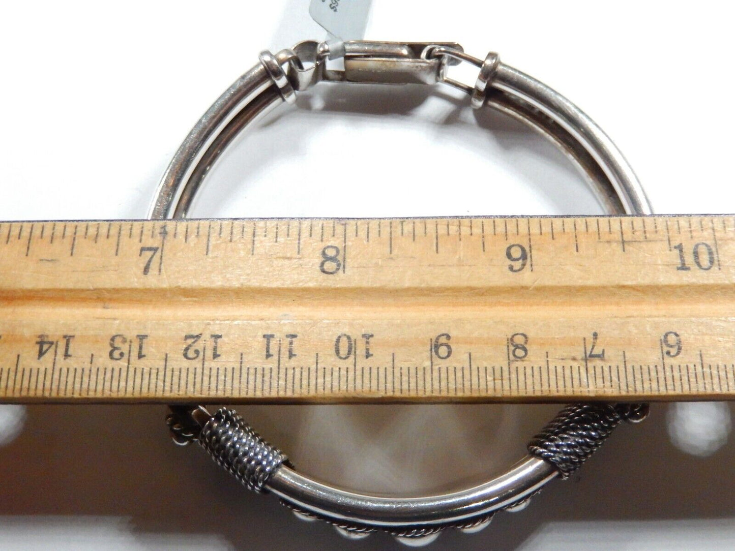 *VINTAGE* -  Sterling Silver Artist "BA" Beaded Link Bracelet 8"L x 1/2"W-44gms