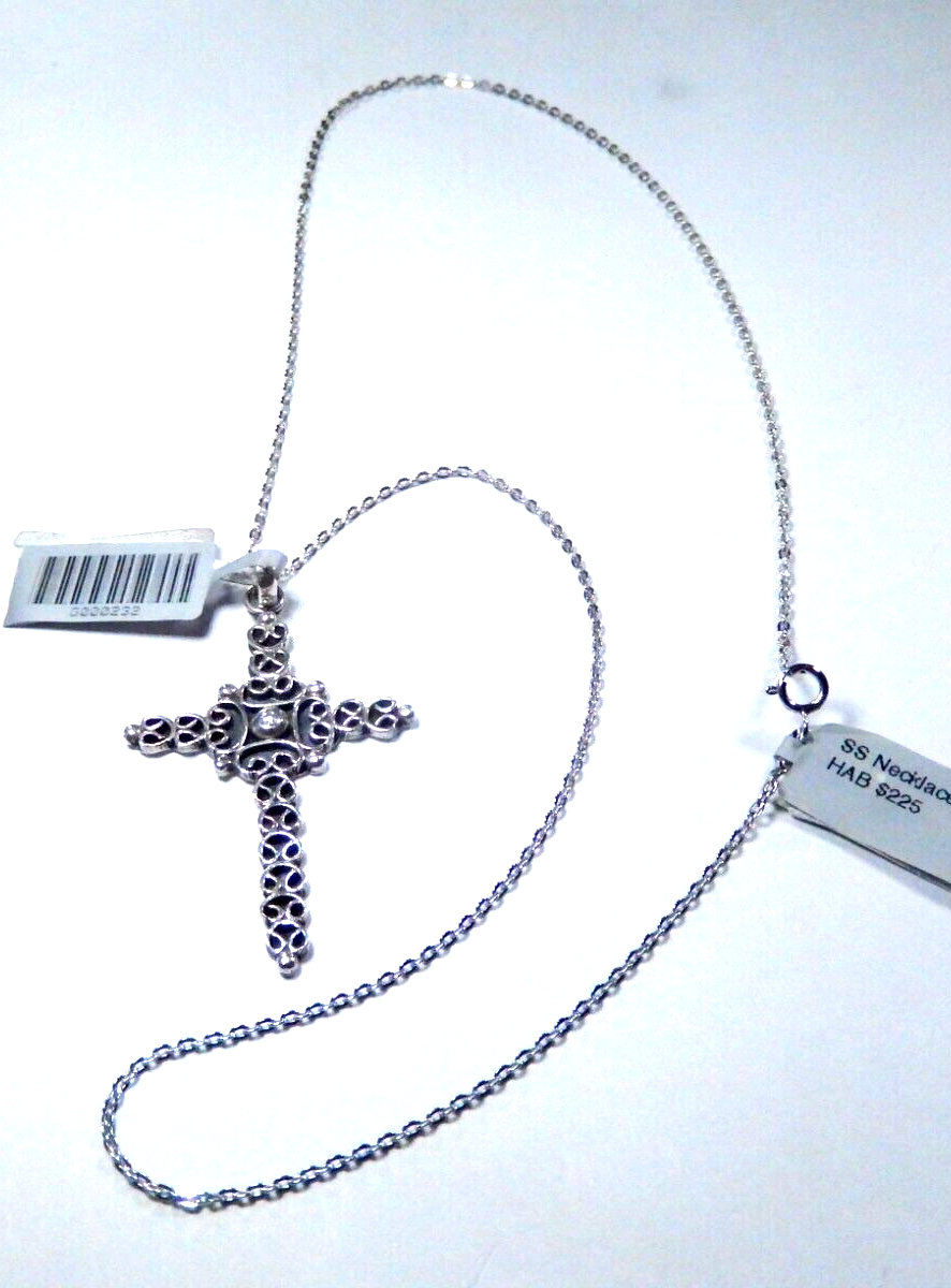 *VINTAGE* Taxco Mexico Sterling Large Detailed Cross 2 " Pendant w/18" Chain