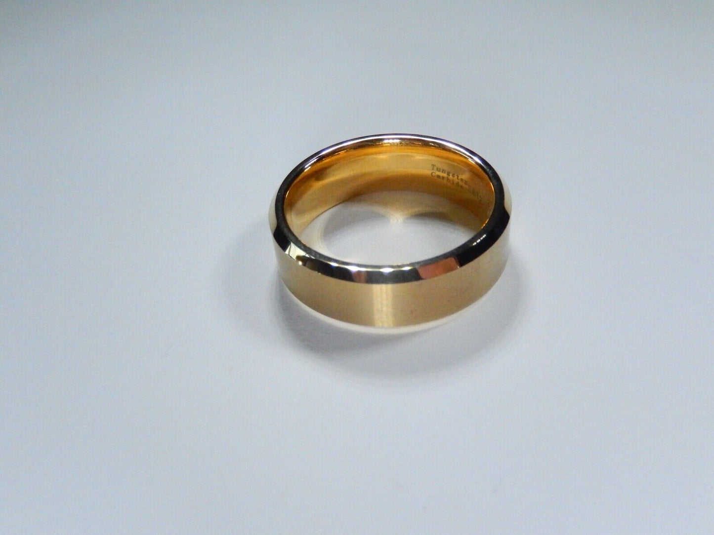 *NEW* Tungsten Gold Finish 8MM Men's / Womens Matte Beveled Wedding Band Sz- 9.5