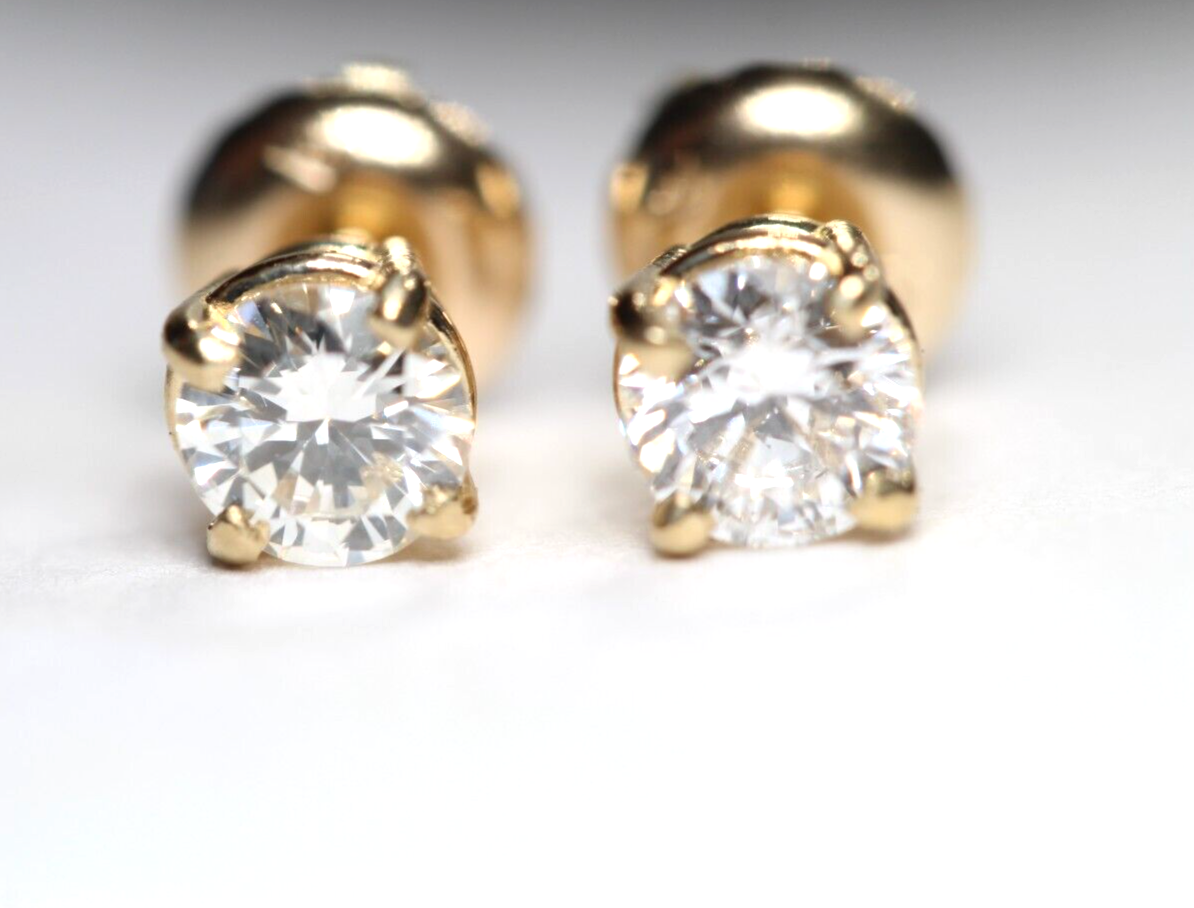 New!! 14KYellow Gold .43 CT TW Natural Diamond VS-2 /K-L ScrewBack Stud Earrings