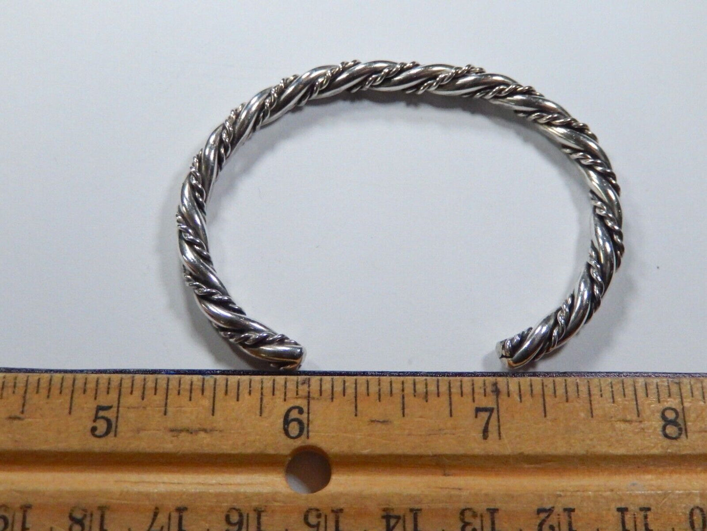 VINTAGE Navajo Chunky Twisted Cable Rope 925 Sterling Silver Cuff Bracelet 13.gm