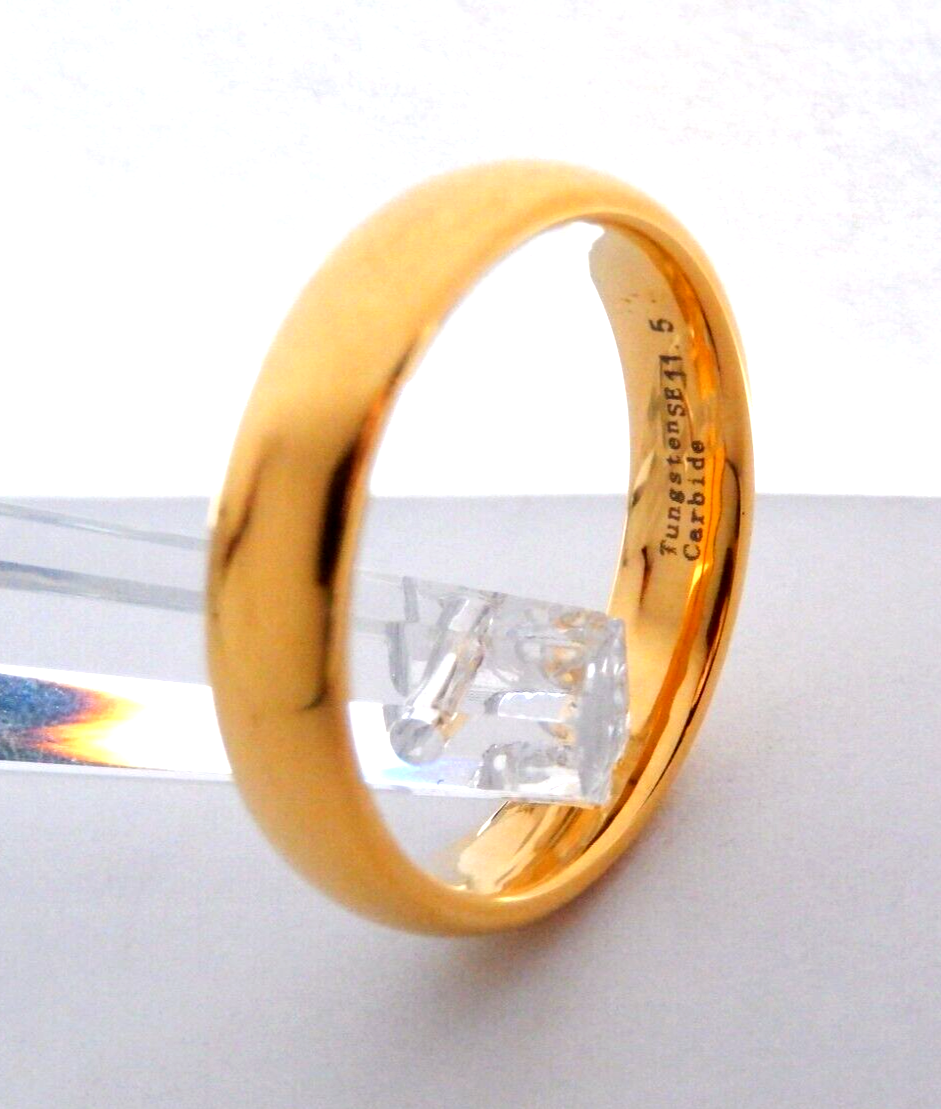 "NEW" Classic Gold Tone Tungsten 5MM Unisex Comfort Fit Wedding Band sz 10