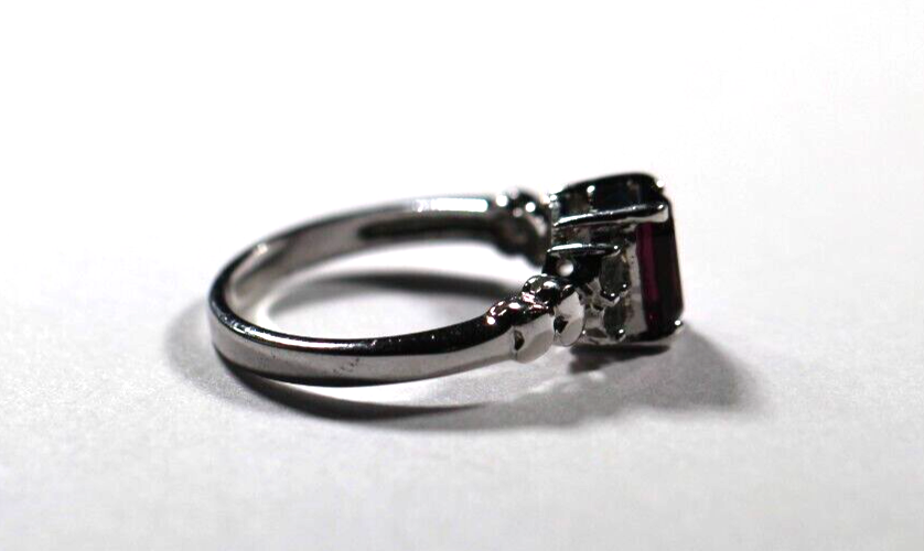 *VINTAGE*  Sterling Silver Amethyst and White Stone Band Ring Sz 7