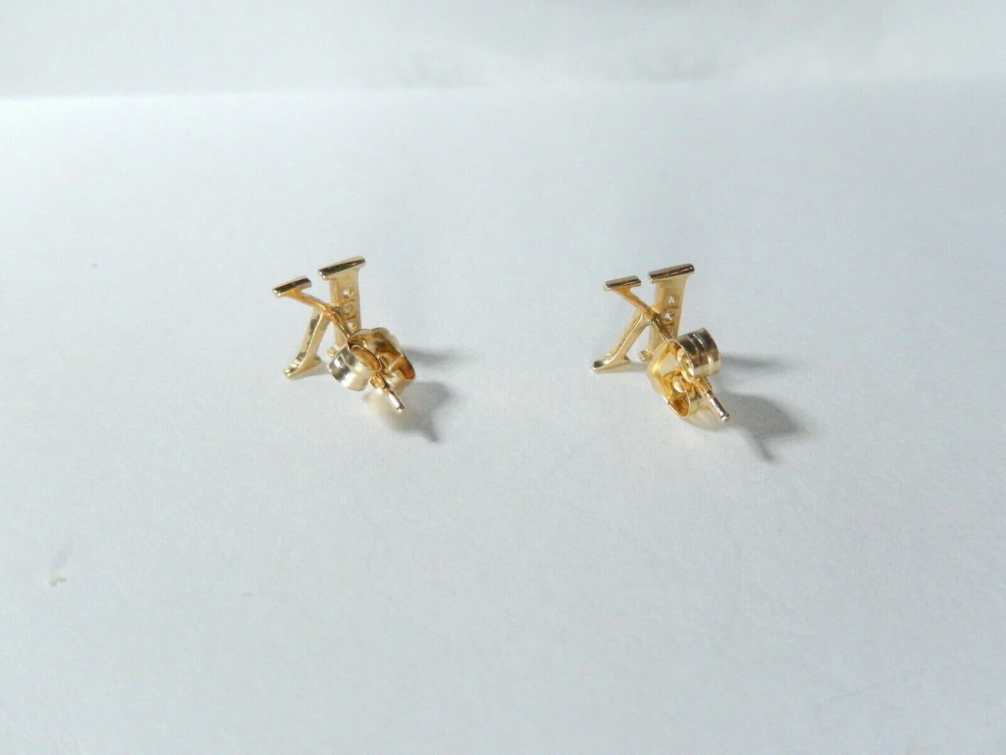 10K Yellow Gold  Initial Letter K Diamond Ear Stud Earrings