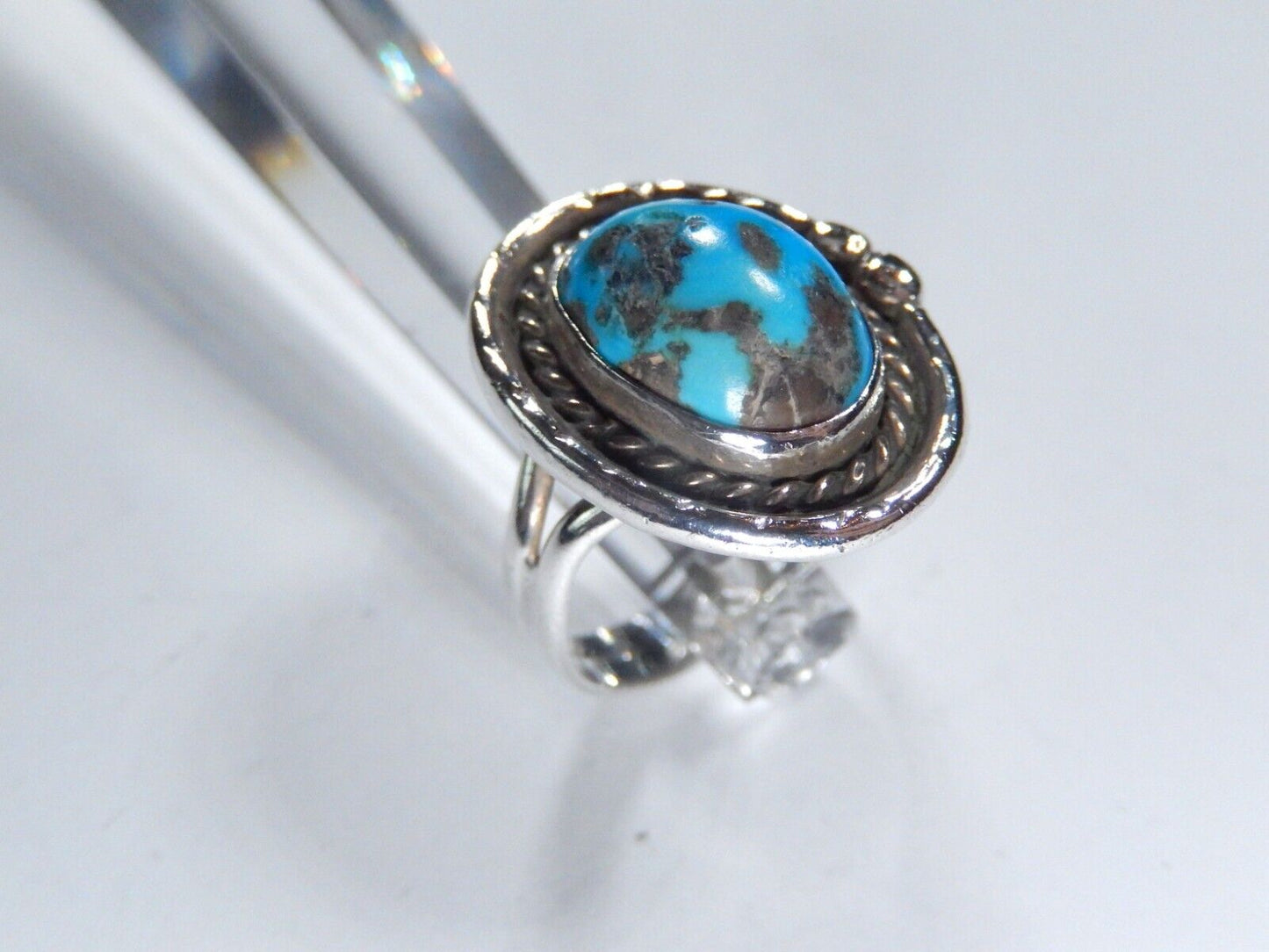 Native American Navajo Sterling Silver Turquoise Ring Size 7