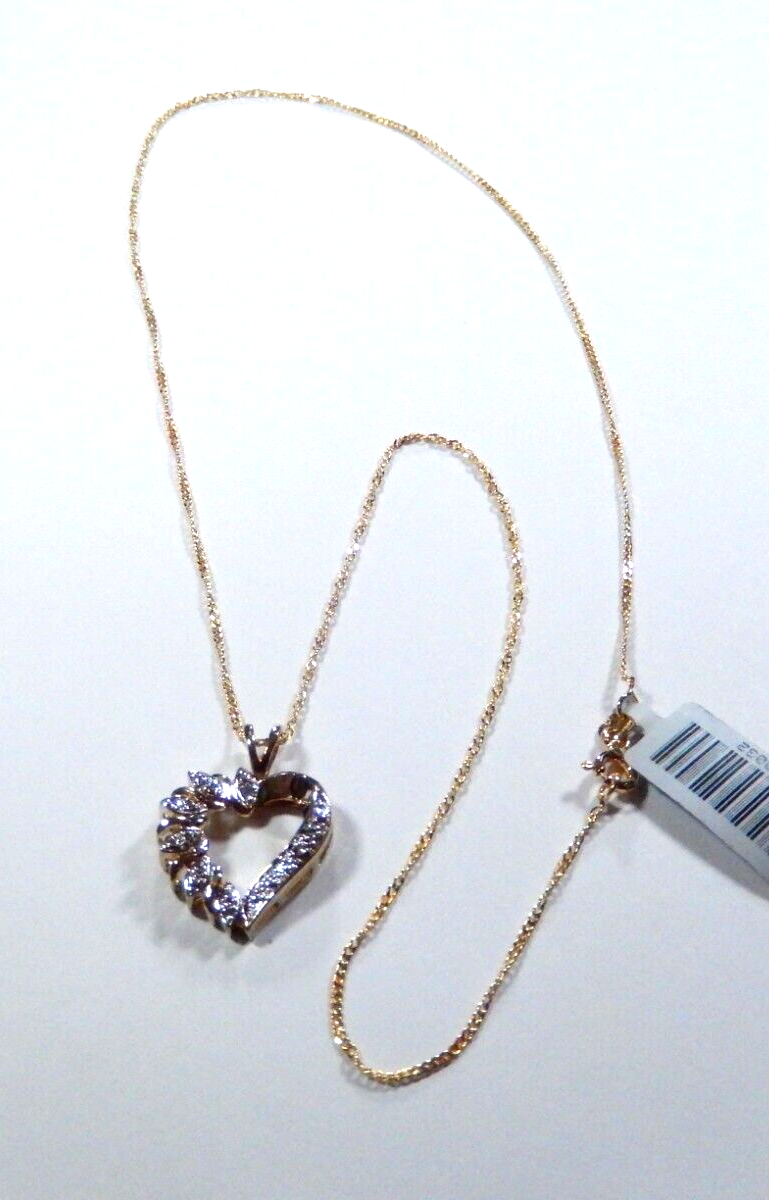 Gold Vermeil 925 Diamond Heart Pendant w18 Gold Vermeil Chain