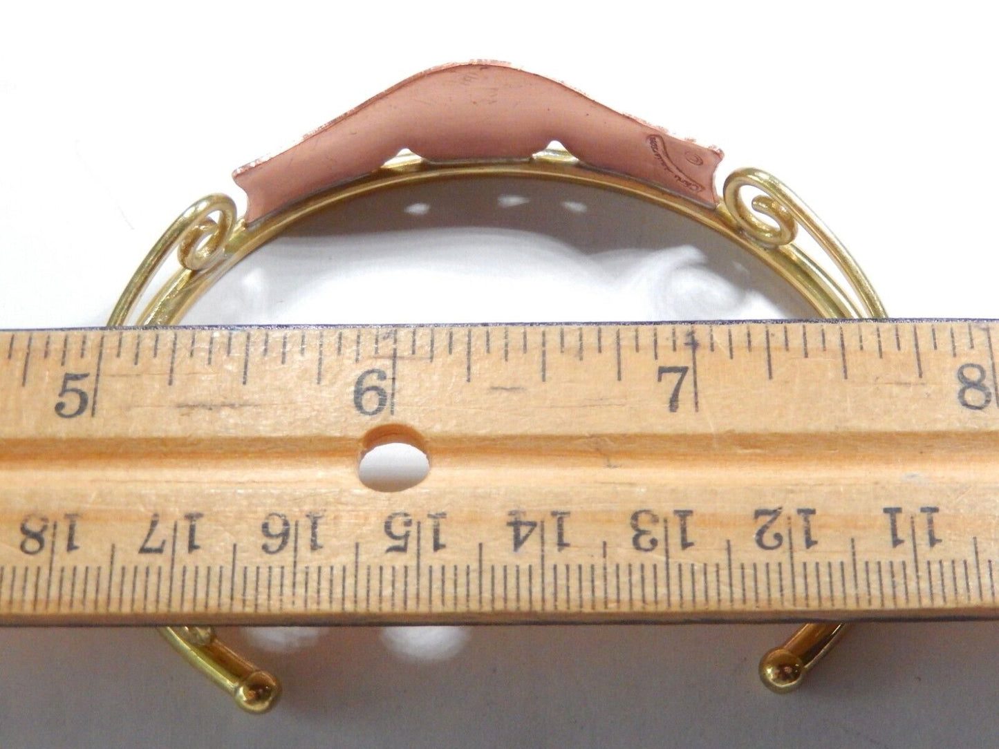 VINTAGE -  Chris Anderson Brass & Copper  Garnet Stone Artisan Cuff Bracelet