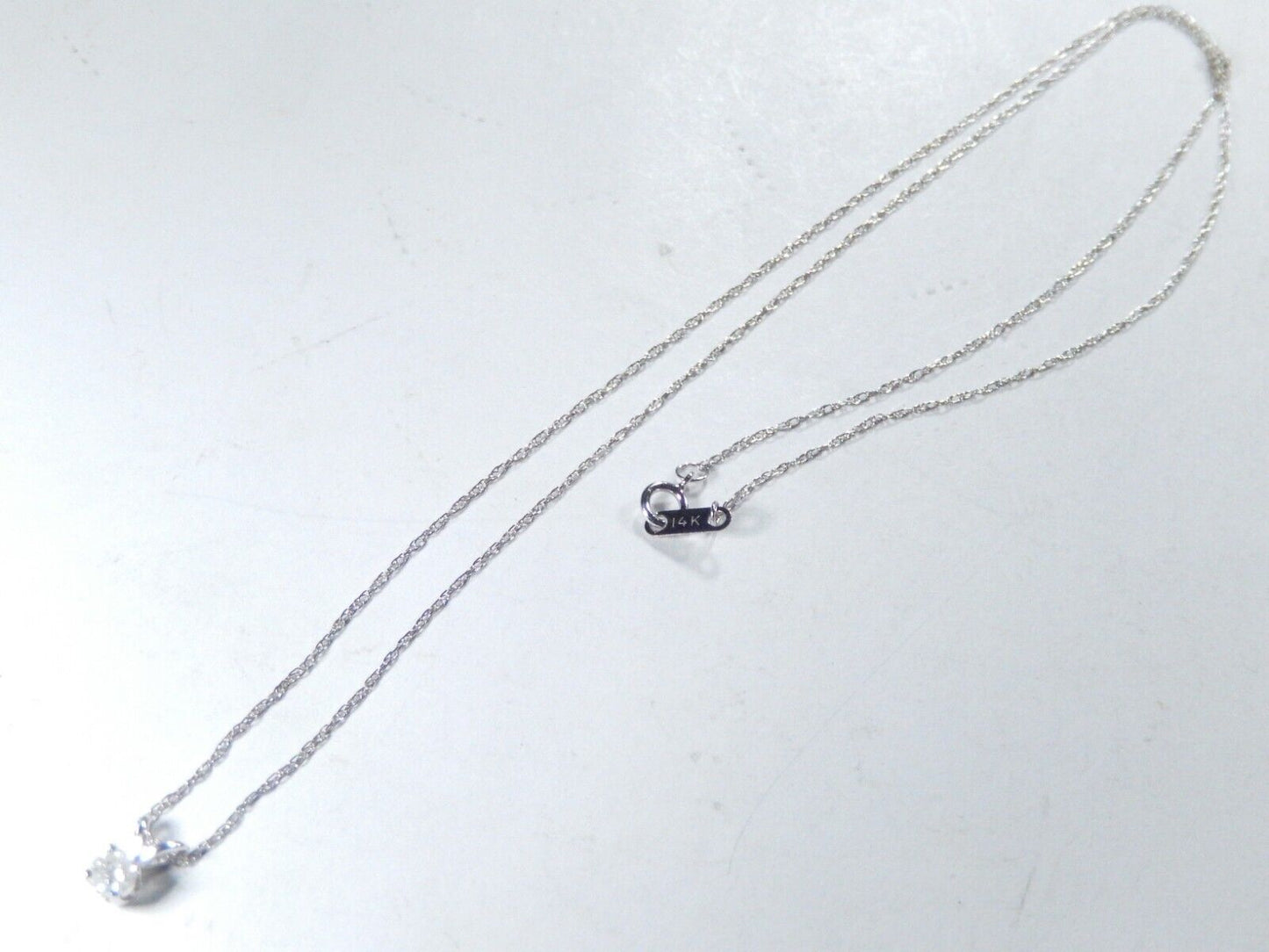 14K White Gold 16CT Brilliant Cut Natural Diamond Solitaire Pendant w18 Chain