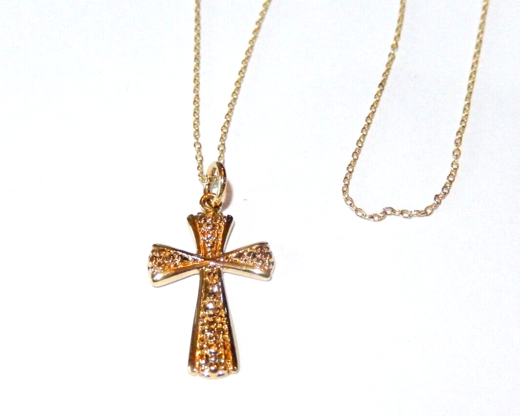 Gold Vermeil Cross Pendant Stamped 925 with 18 Gold Vermeil Chain