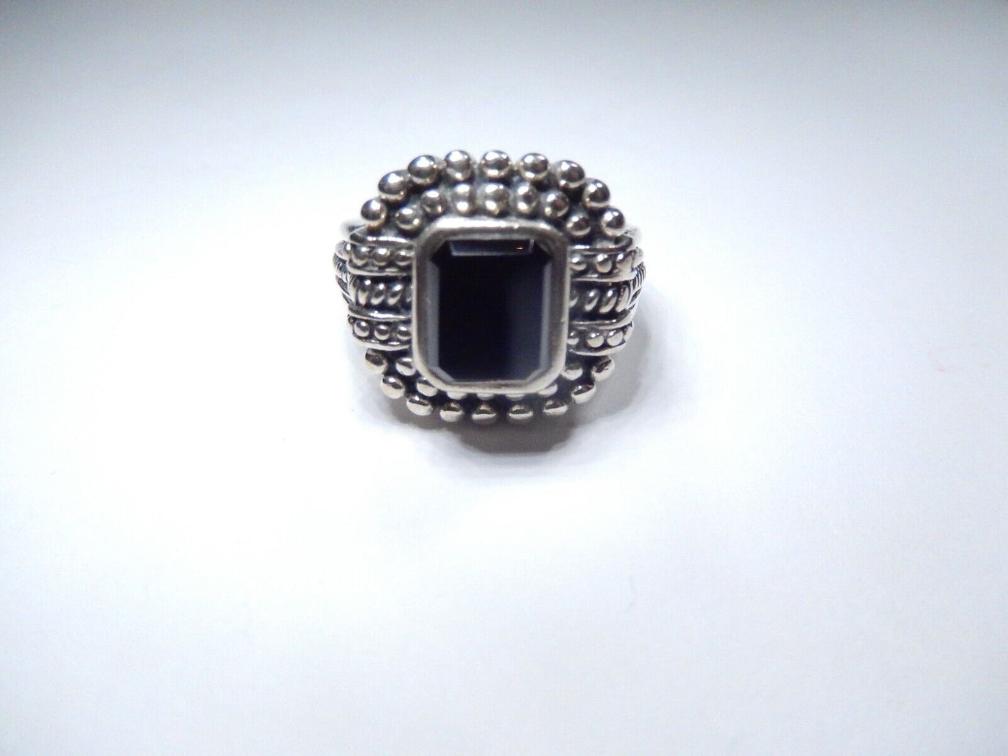 VINTAGE Heavy Sterling Silver Black Onyx Ring Size 6 Signed NF 925 Thailand