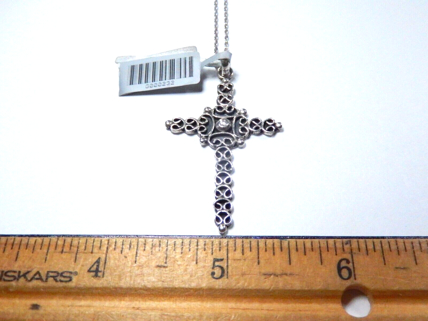*VINTAGE* Taxco Mexico Sterling Large Detailed Cross 2 " Pendant w/18" Chain