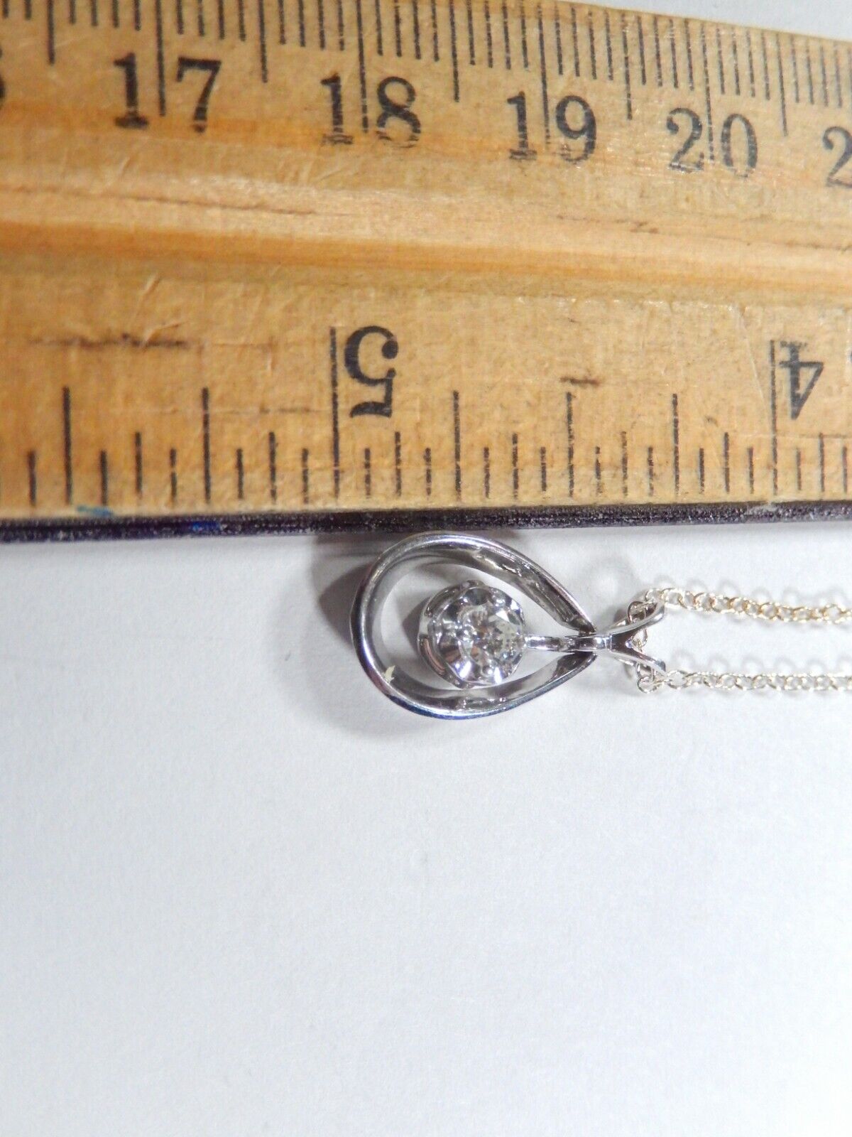 Sterling Silver Drop Dangle CZ Teardrop Pendant w/18" Sterling Chain