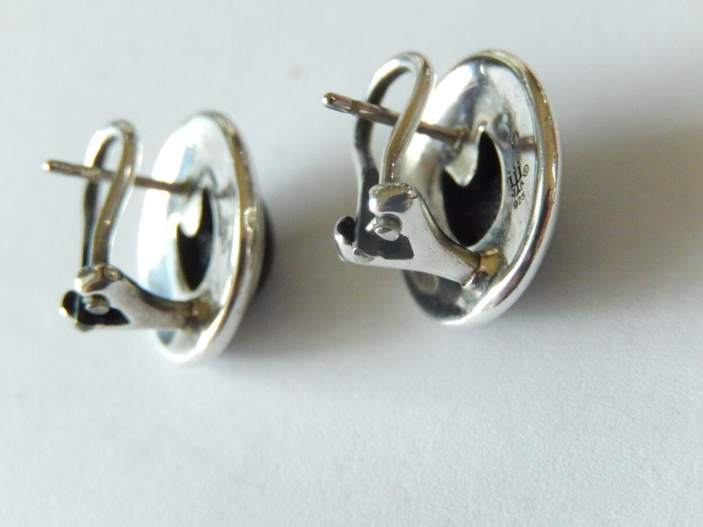 RETIRED JAMES AVERY Sterling Silver Black Onyx Oval Omega Back Earrings