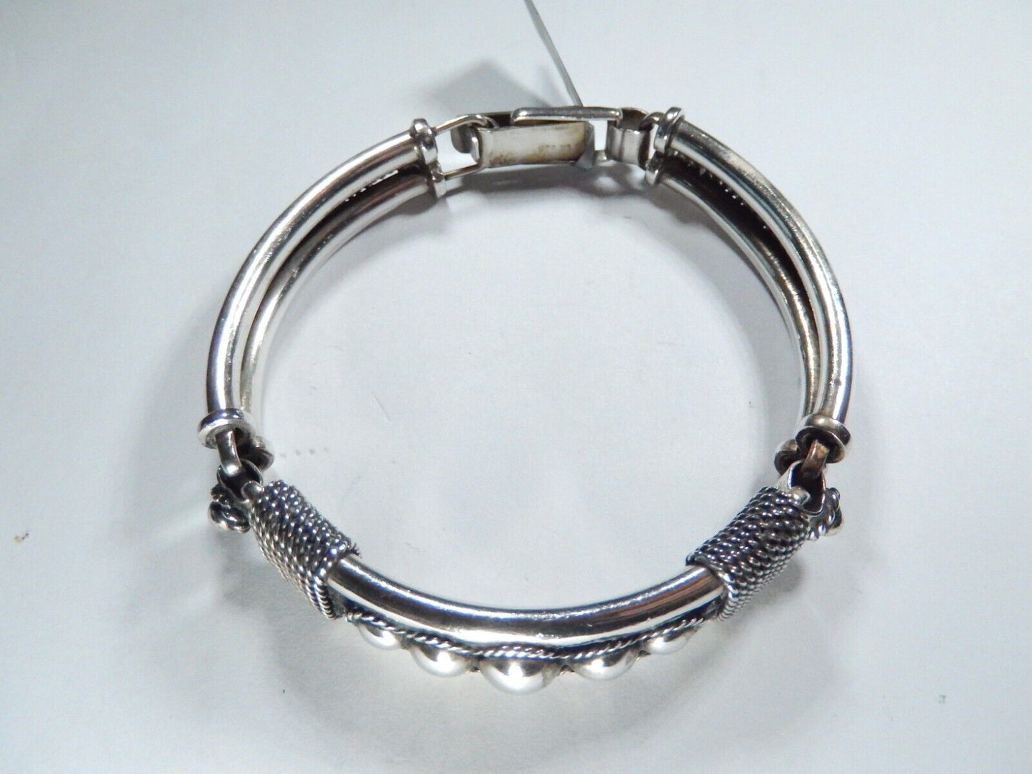 *VINTAGE* -  Sterling Silver Artist "BA" Beaded Link Bracelet 8"L x 1/2"W-44gms